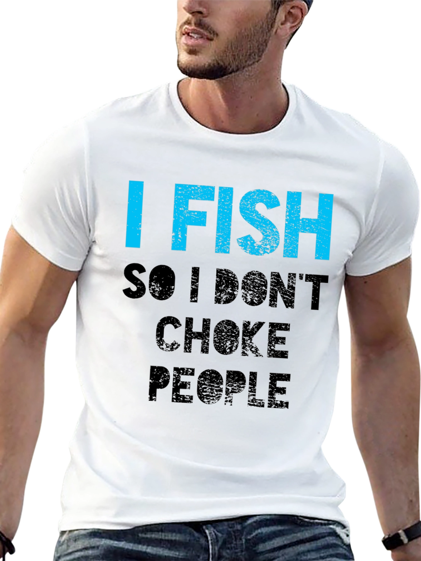 Black I Fish So I Don't Choke People T-Shirt view 13