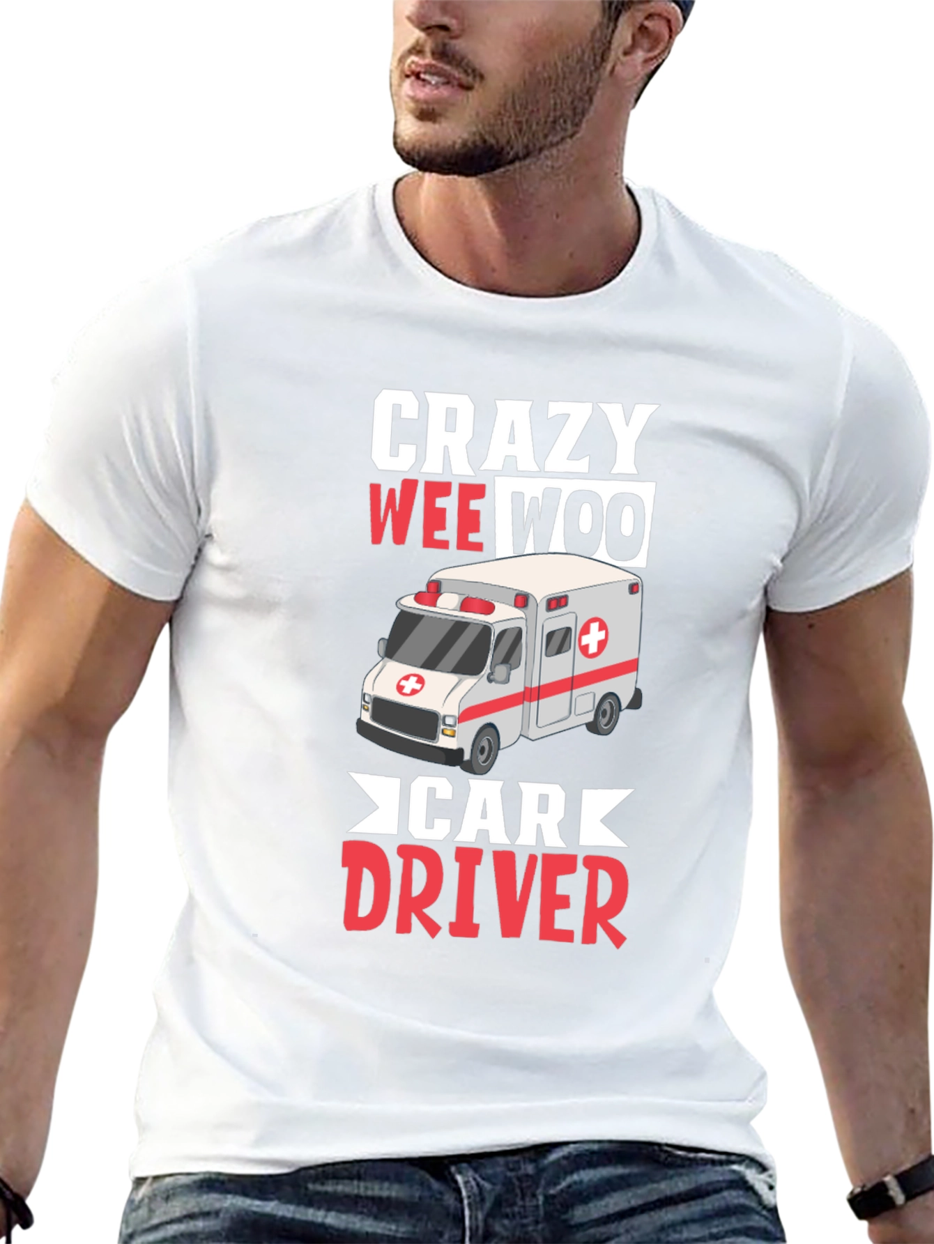 Black Crazy Wee Woo Car Driver T-Shirt view 13