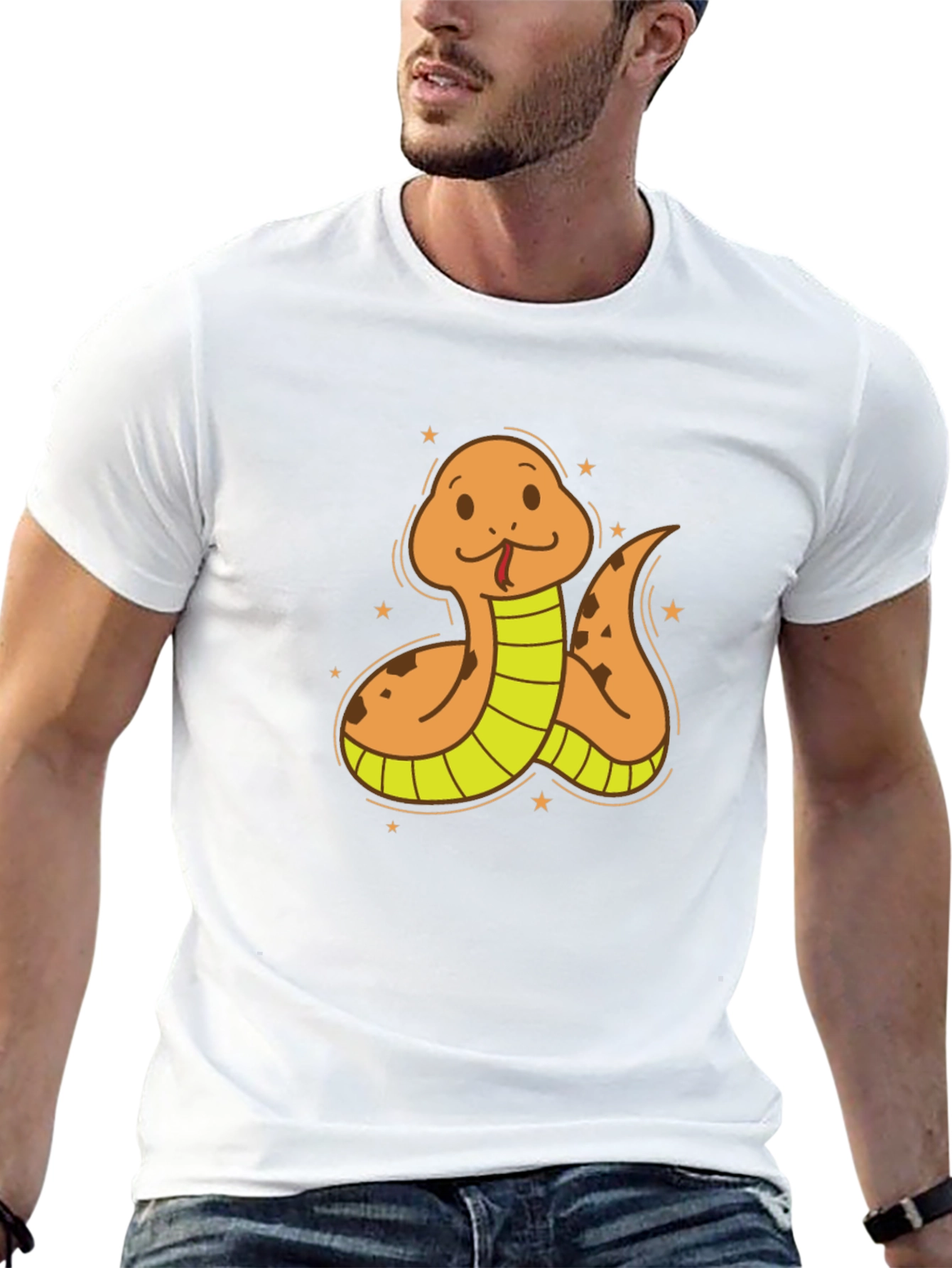 Black Cartoon Snake Graphic Tee - Soft Cotton Blend view 13