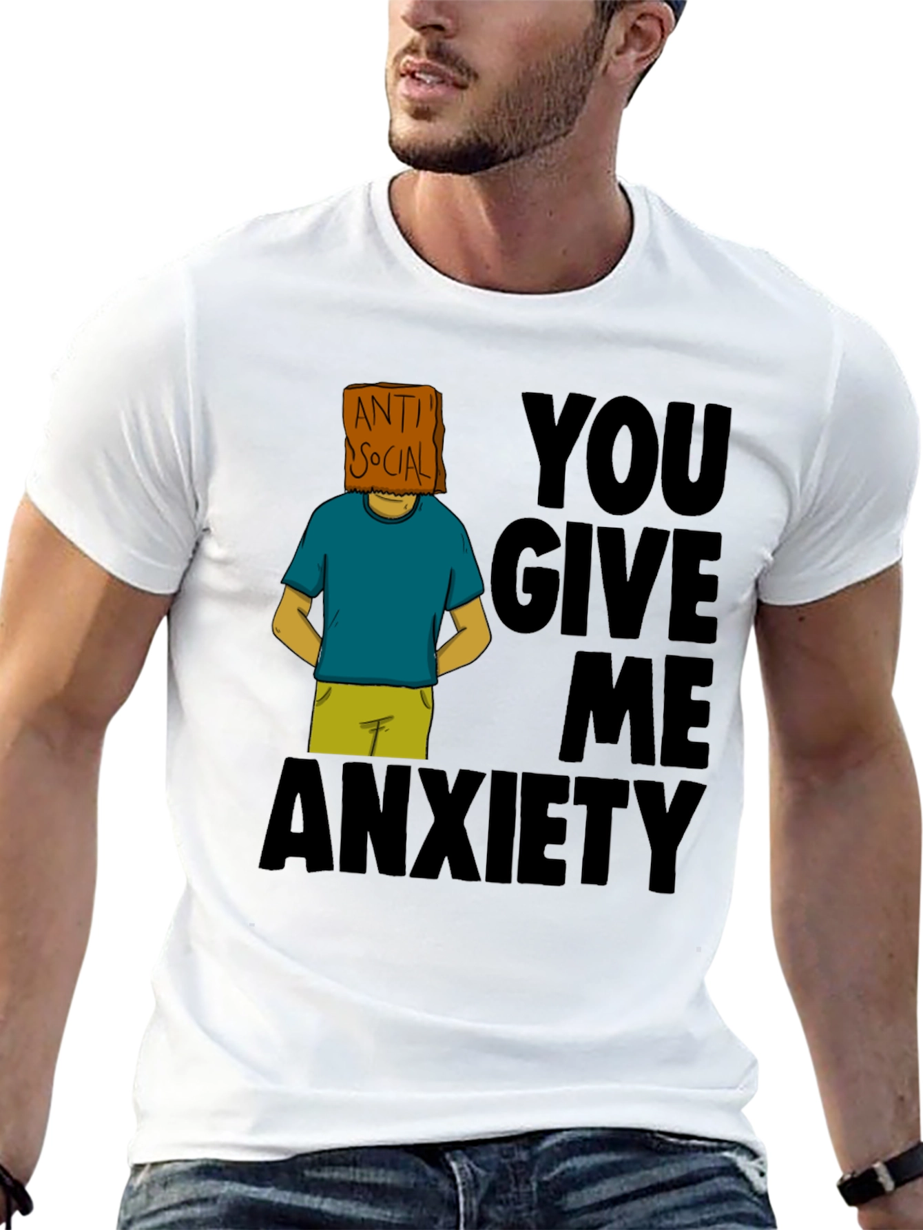 Black Anti-Social Anxiety Graphic T-Shirt - Black view 13