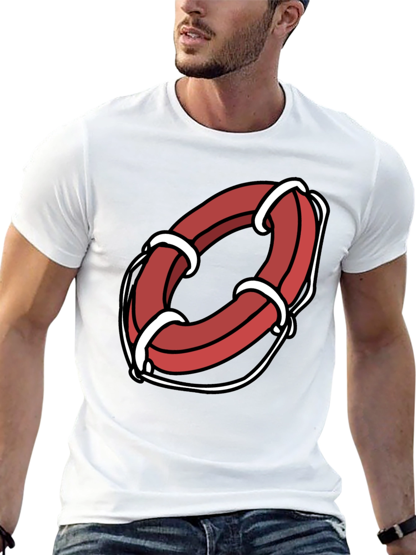 Black Cartoon Life Preserver Graphic Tee view 13