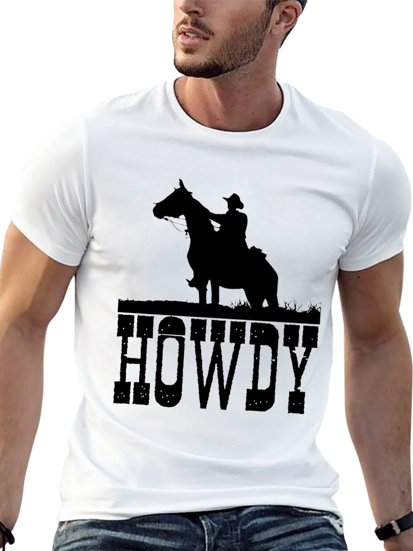Black Howdy Cowboy Silhouette Graphic Tee - Black view 13