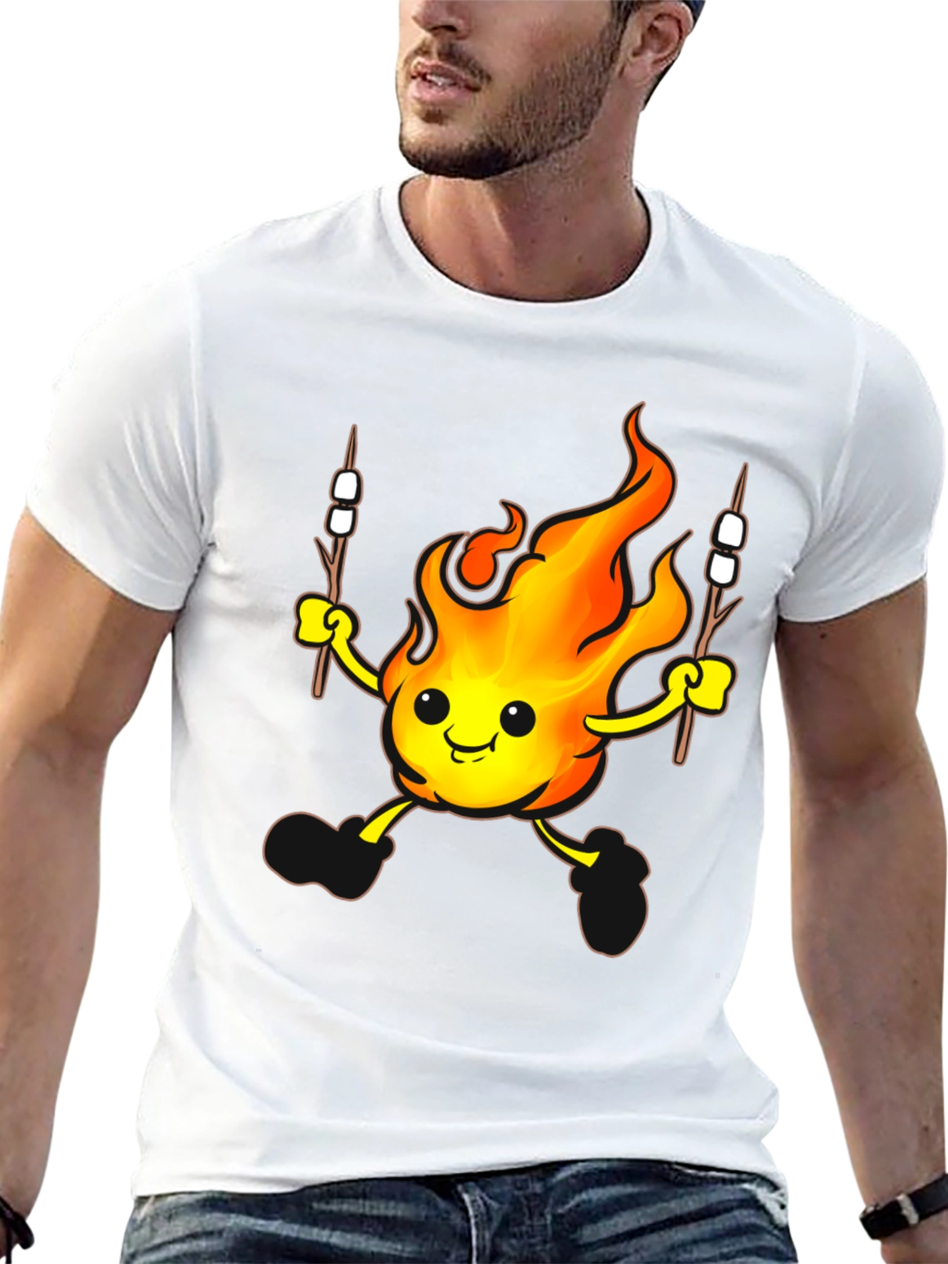 Black Funny Campfire Marshmallow T-Shirt view 13