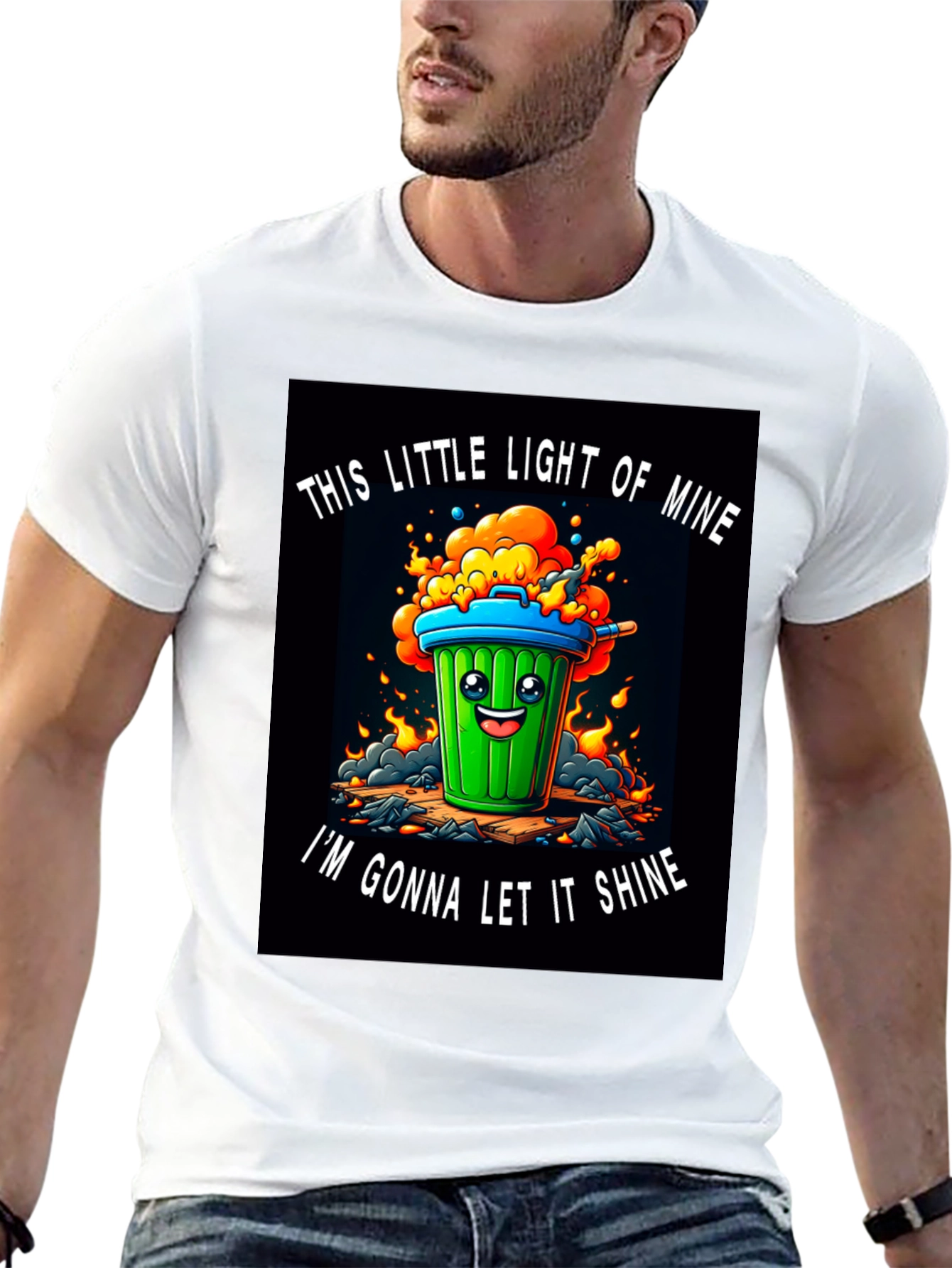 Black Funny Trash Can T-Shirt - Let it Shine! view 13