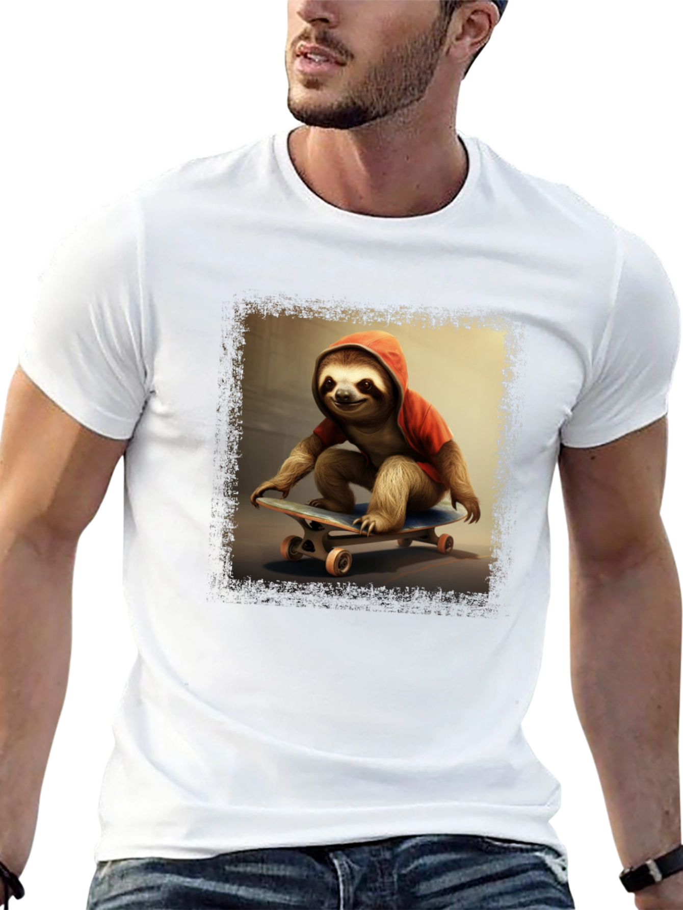 Black Sloth Skateboarder T-Shirt - Cool & Unique Design view 13
