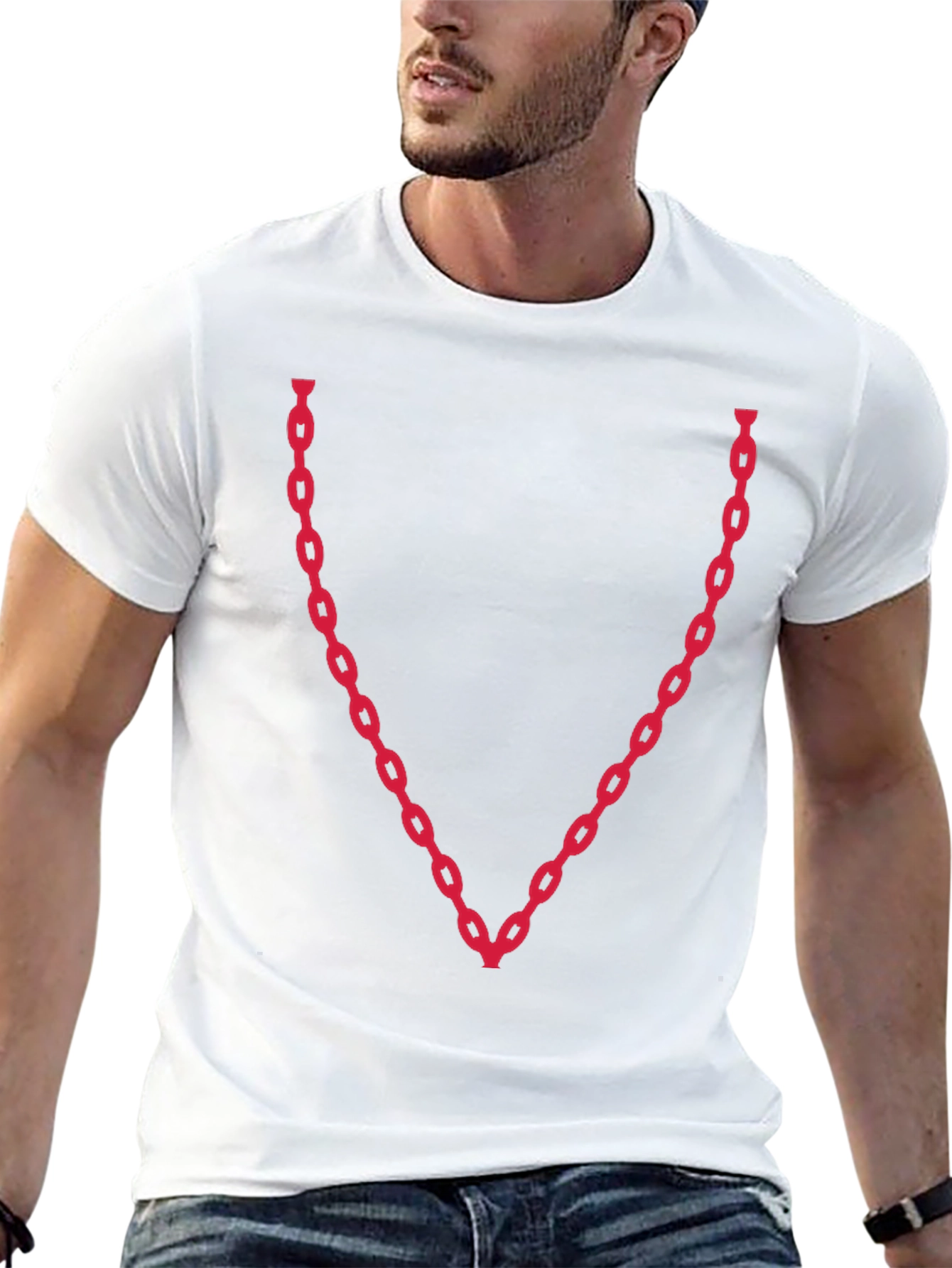 Black Chain V-Neck Graphic Tee - Bold & Stylish view 13