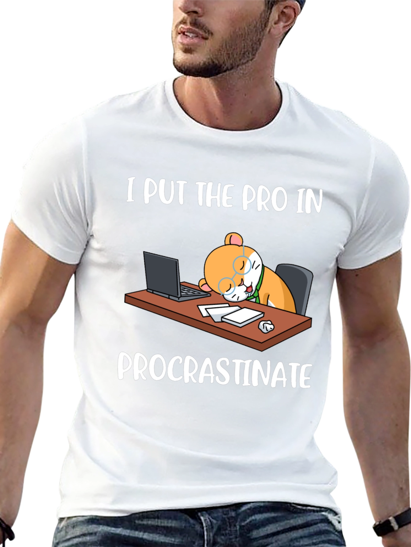 Black Procrastinate Cat T-Shirt view 13