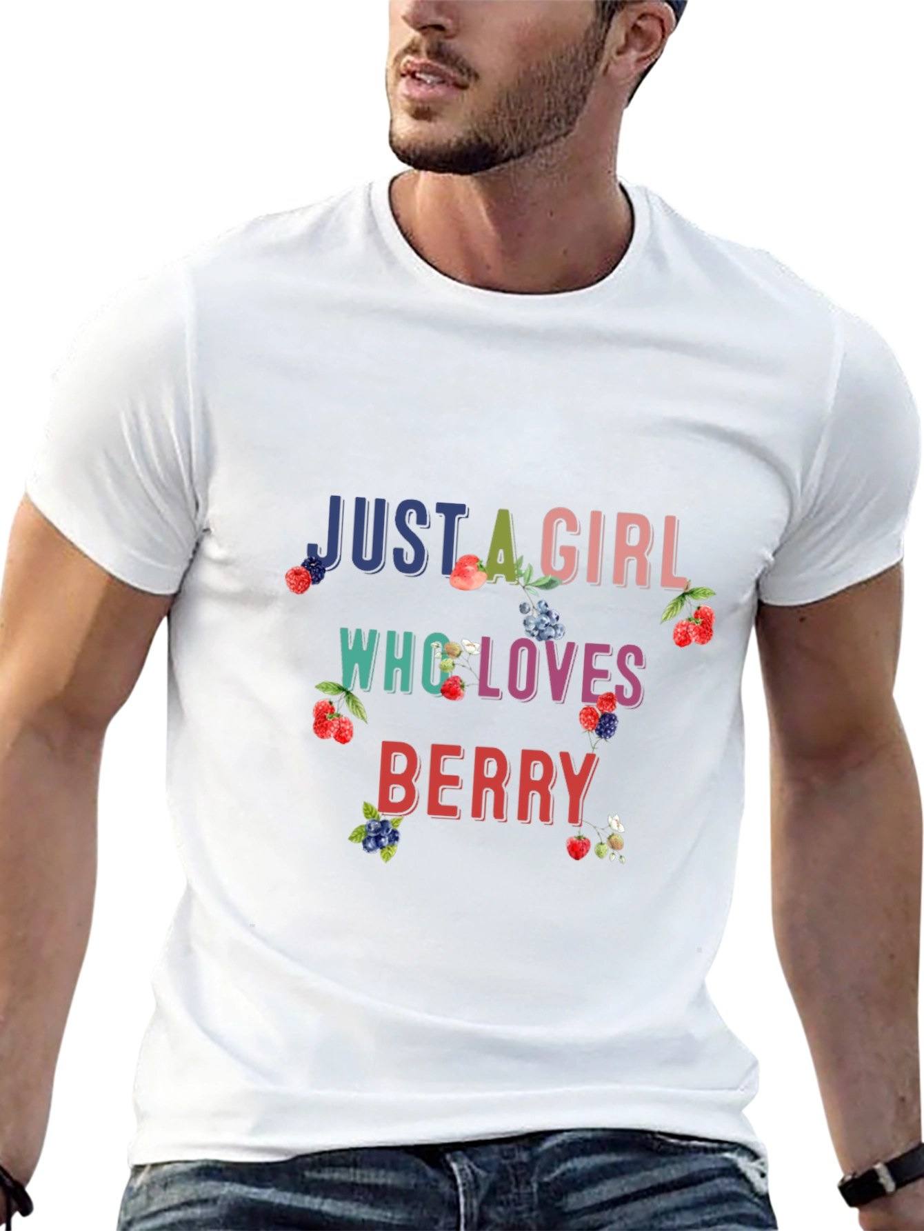 Black Just A Girl Who Loves Berry Black T-Shirt view 13