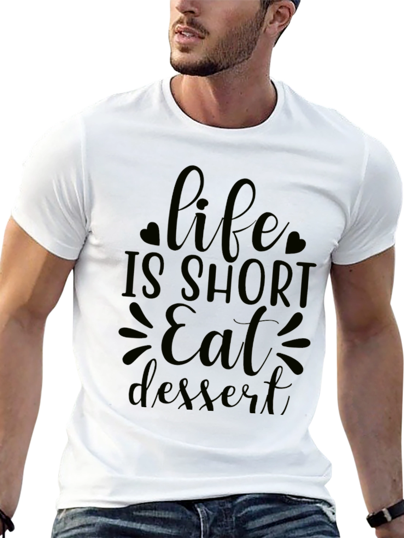 Black Life is Short Eat Dessert Black Graphic Tee view 13