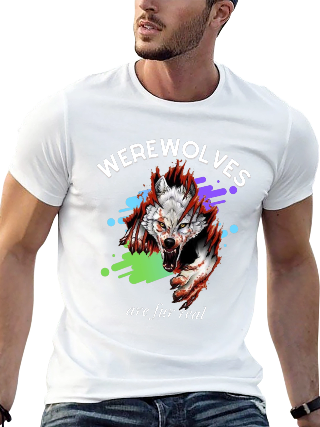 Black Werewolves Are Fur Real Black Graphic T-Shirt view 13