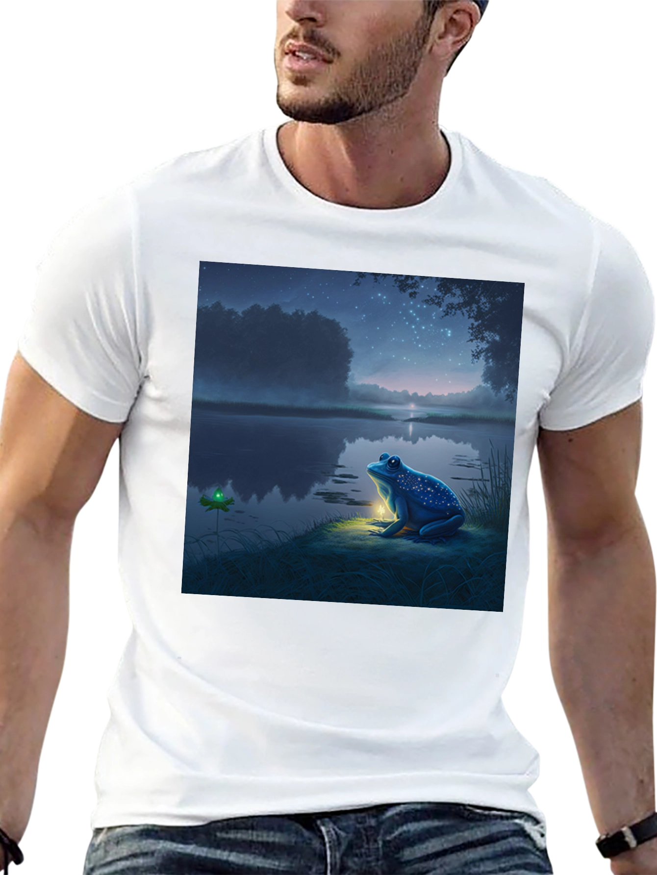 Black Night Frog Tee - Whimsical Graphic Print view 13