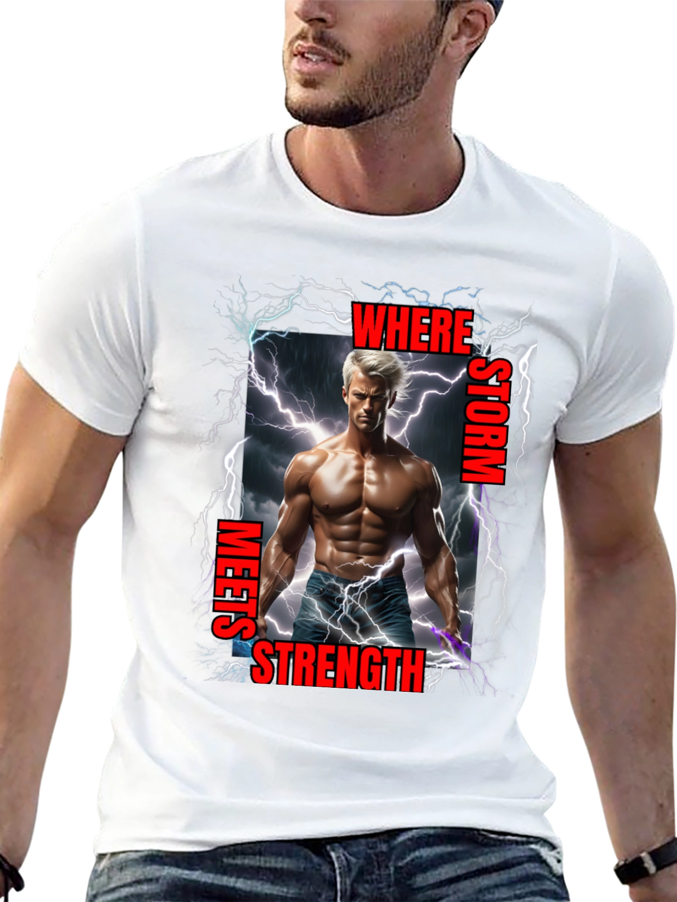 Black Storm Meets Strength Graphic T-Shirt view 13