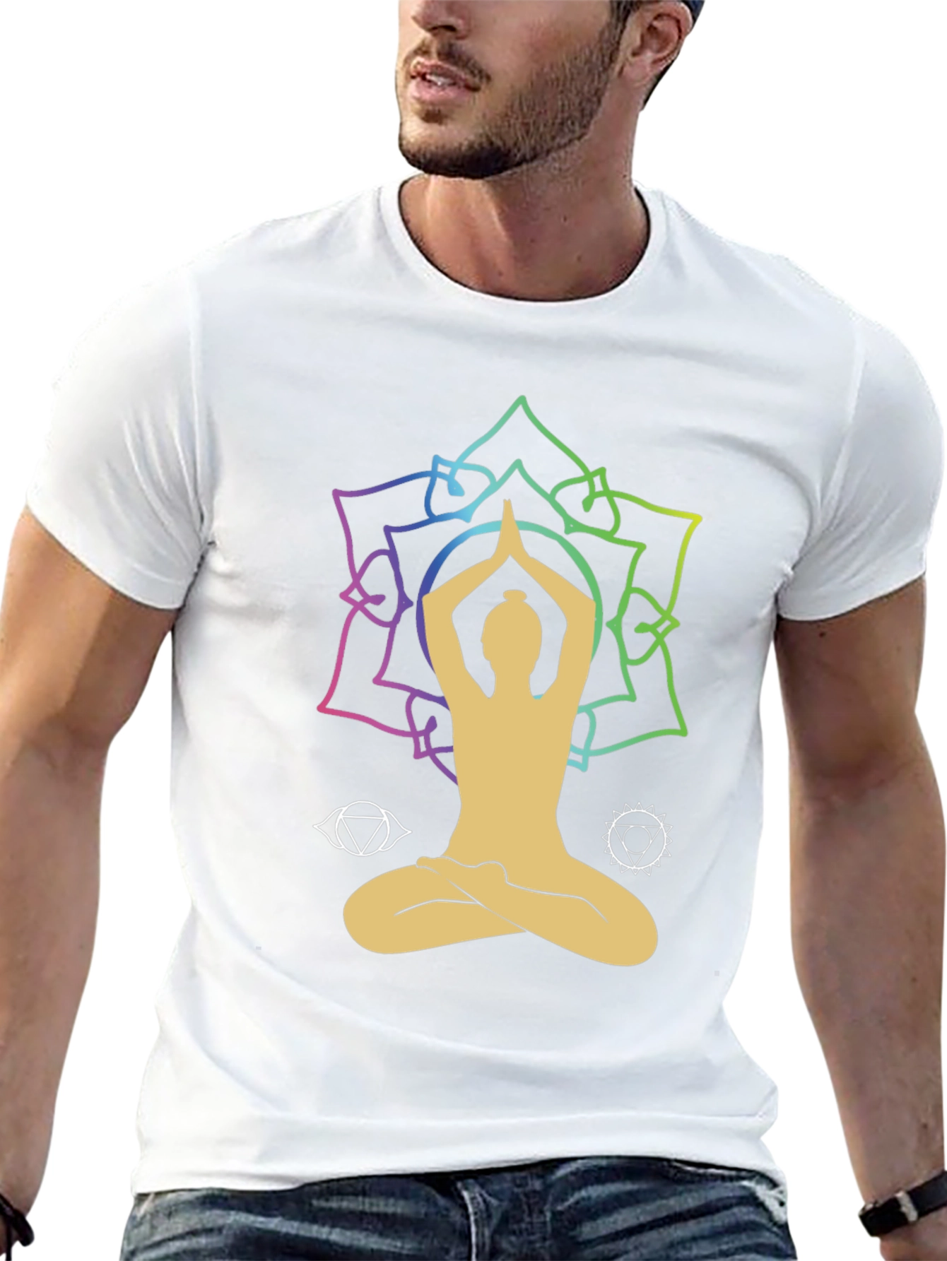 Black Yoga Lotus Chakra T-Shirt view 13