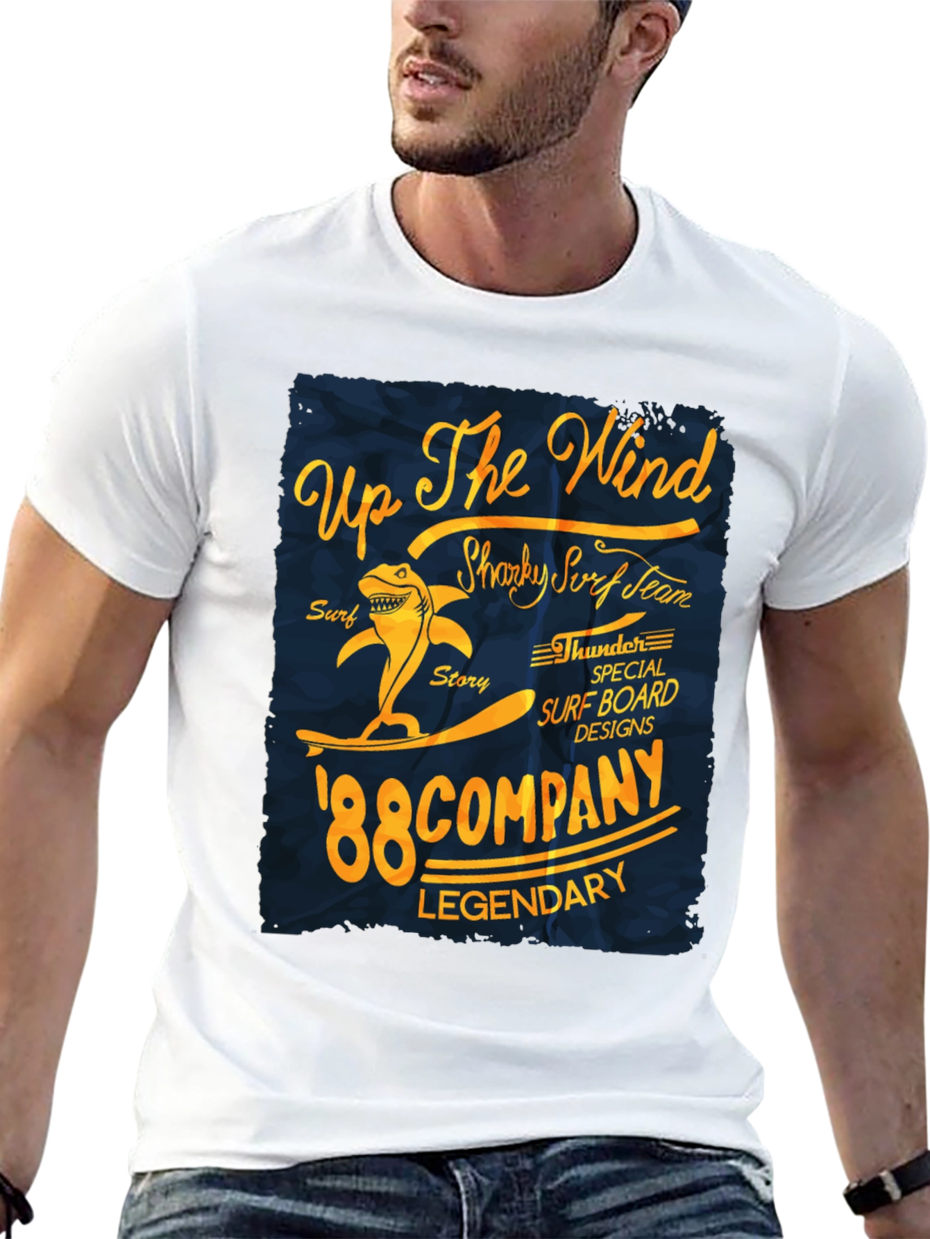 Black Sharky Surf Team T-Shirt: Up The Wind, '88 Company Legendary view 13