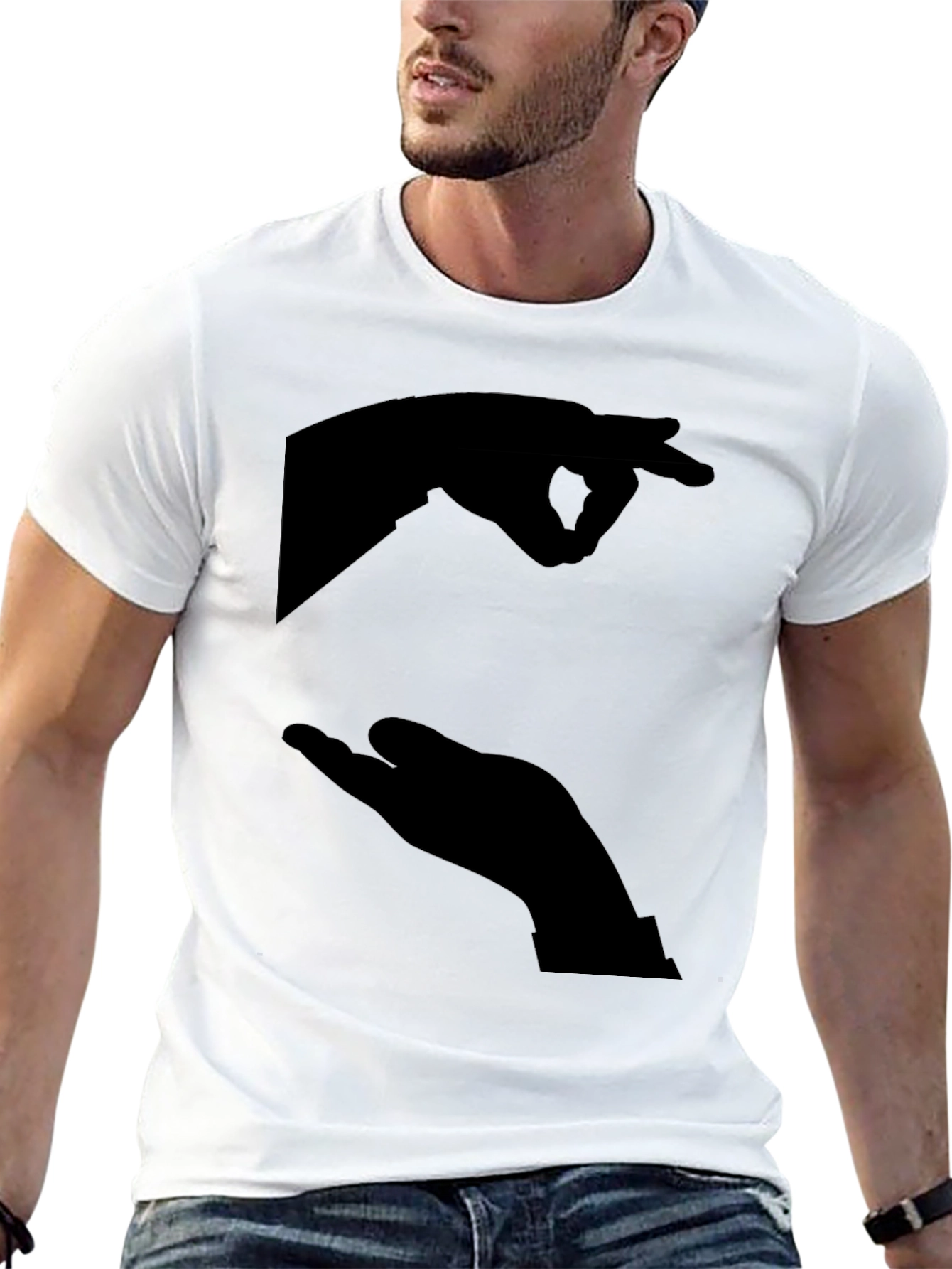 Black Funny Silhouette Hands Black T-Shirt view 13