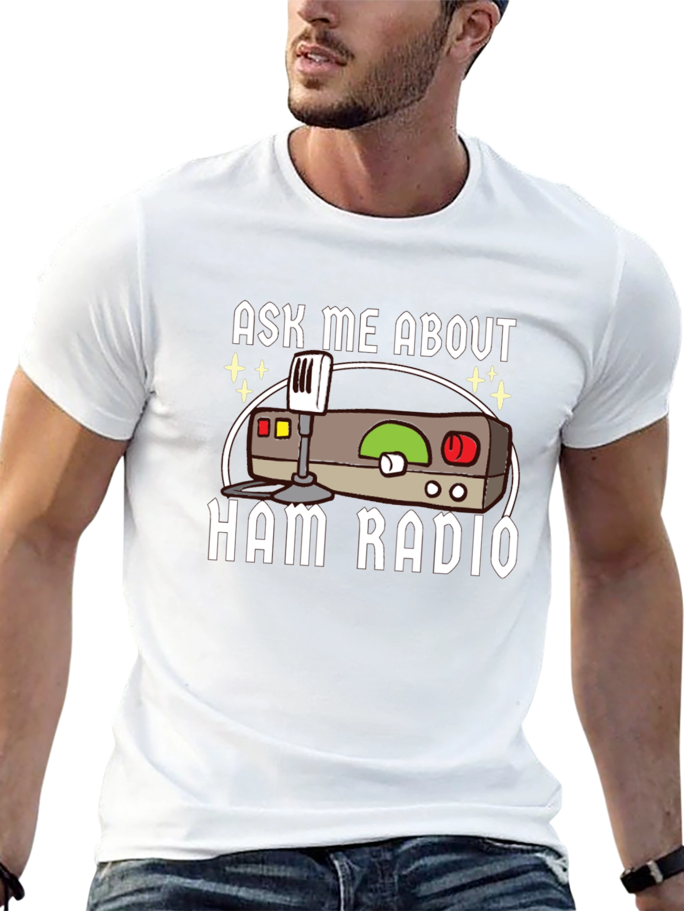 Black Ask Me About Ham Radio T-Shirt view 13