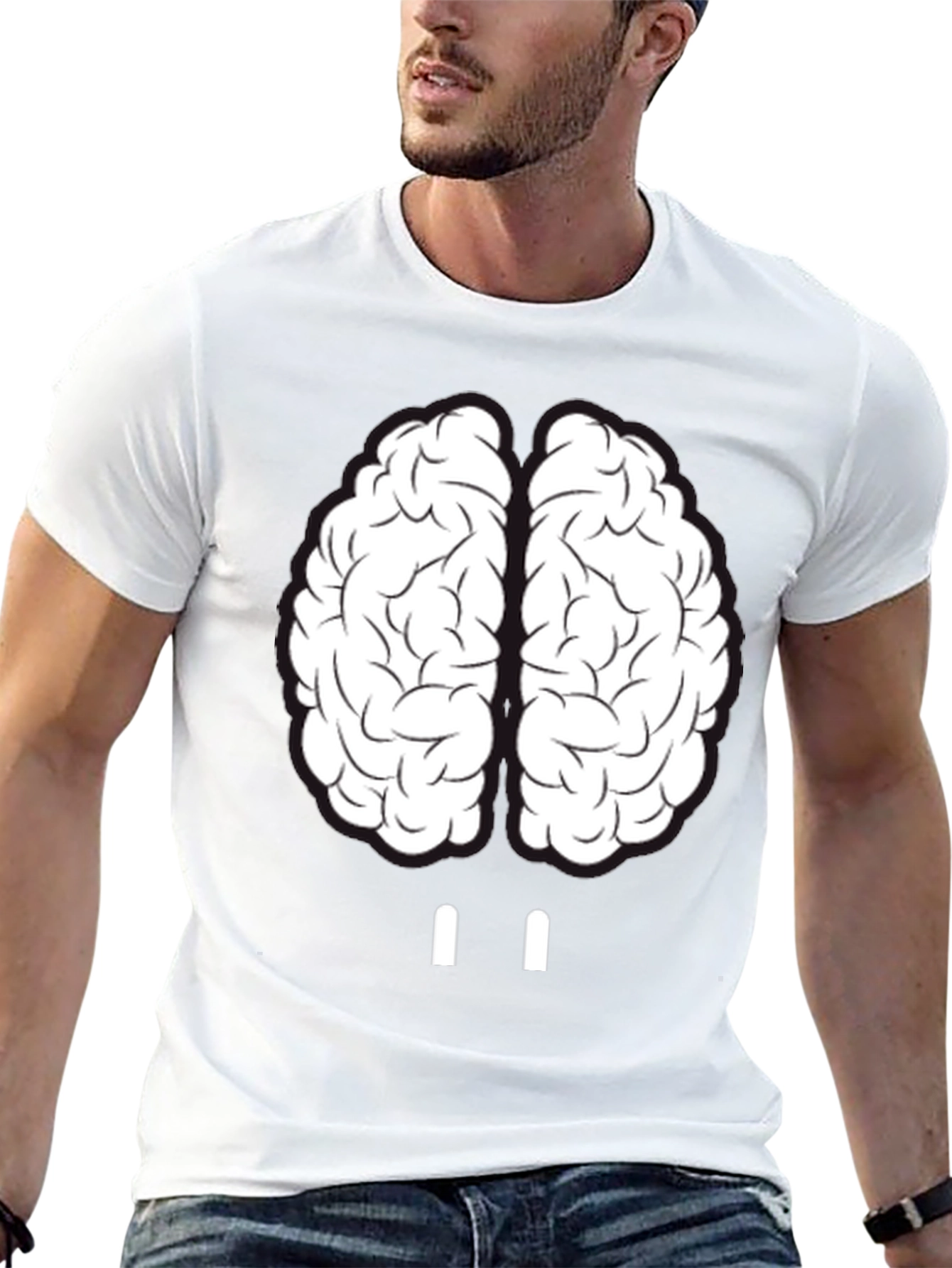 Black Brain Graphic Tee - Unisex Crew Neck T-Shirt view 13