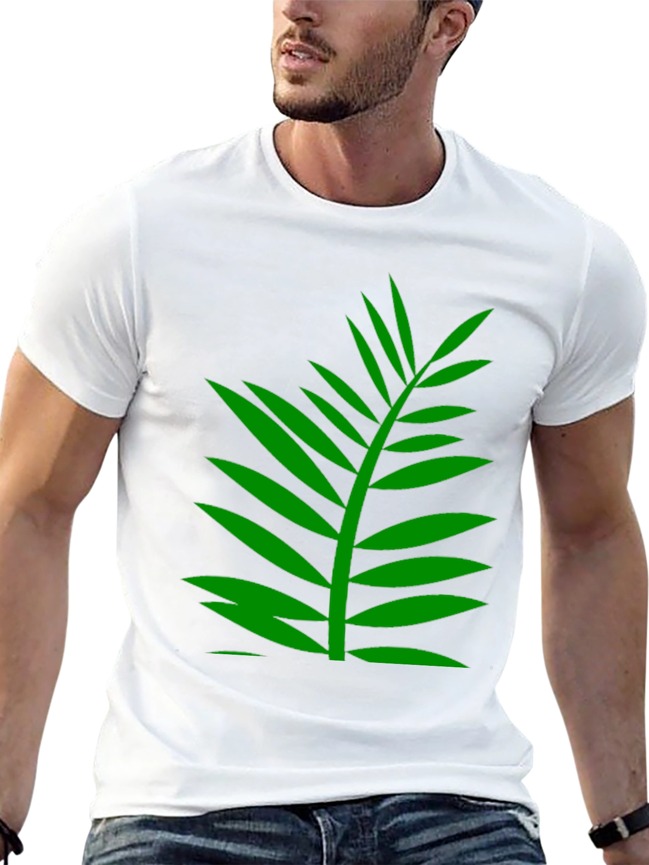 Black Tropical Palm Leaf Graphic T-Shirt - Black view 13