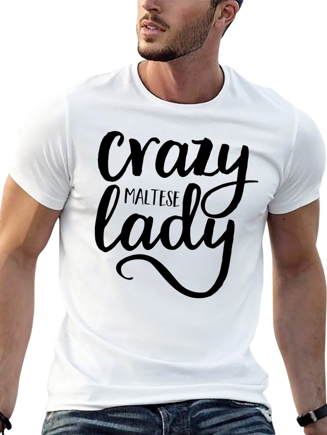 Black Crazy Maltese Lady Black T-Shirt view 13