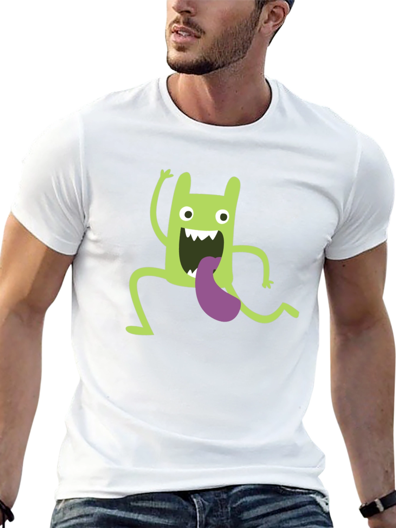 Black Funny Green Monster Graphic T-Shirt view 13
