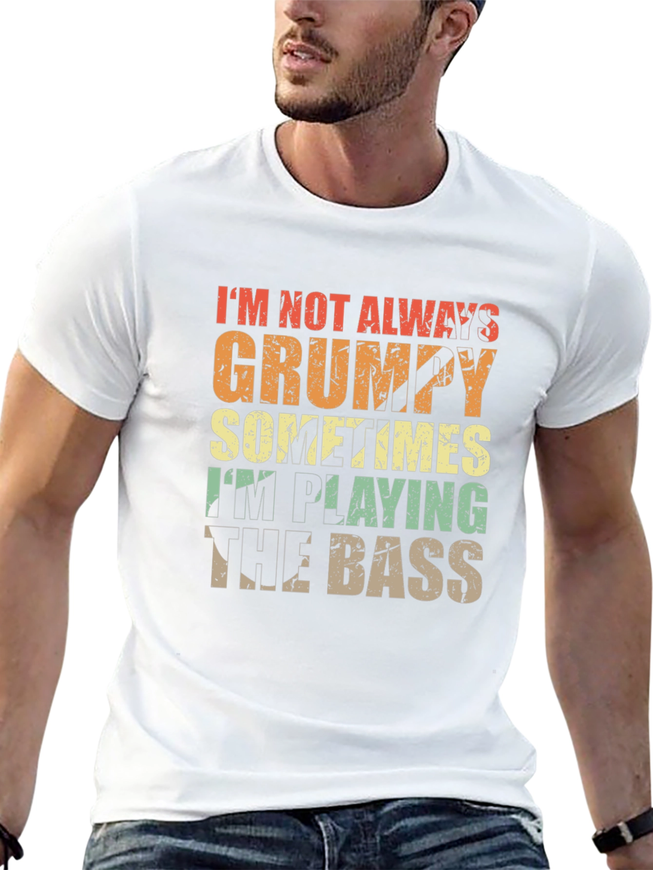 Black Grumpy Bass Player Black T-Shirt view 13