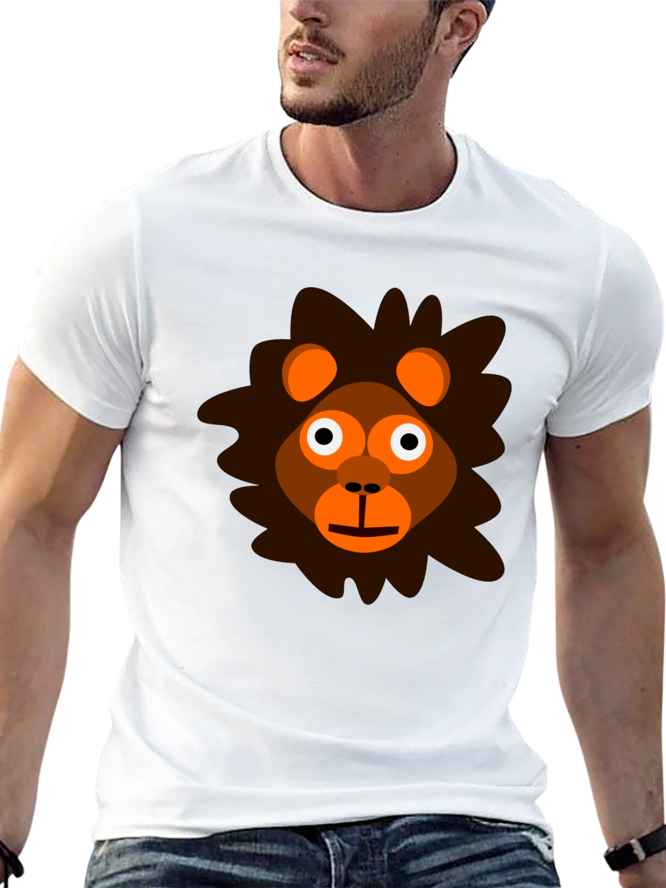 Black Cartoon Lion Graphic Tee - Black Unisex T-Shirt view 13