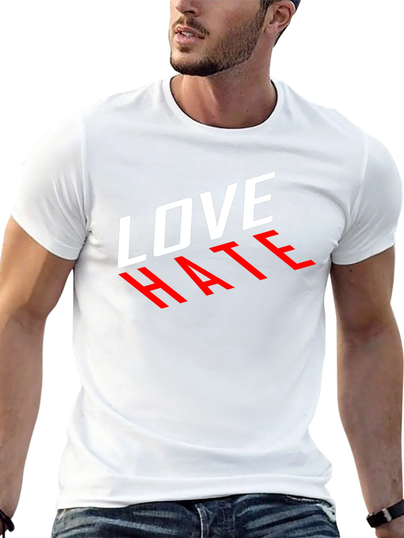 Black Love Hate Graphic Tee - Stylish Contrast Design view 13