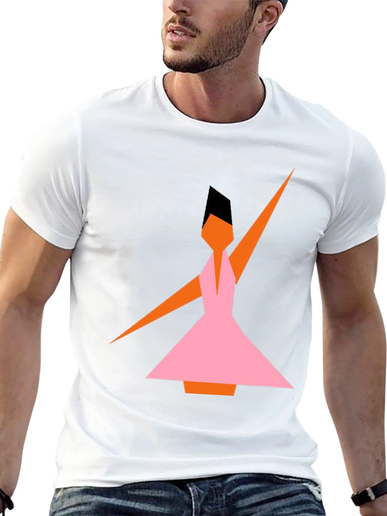 Black Geometric Dance T-Shirt - Abstract Style view 13