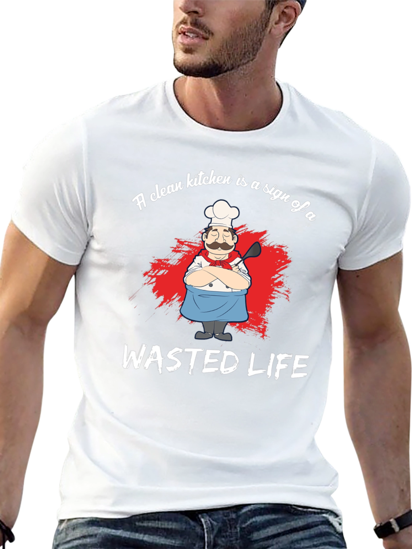 Black Funny Chef Graphic T-Shirt - Wasted Life Kitchen Humor view 13