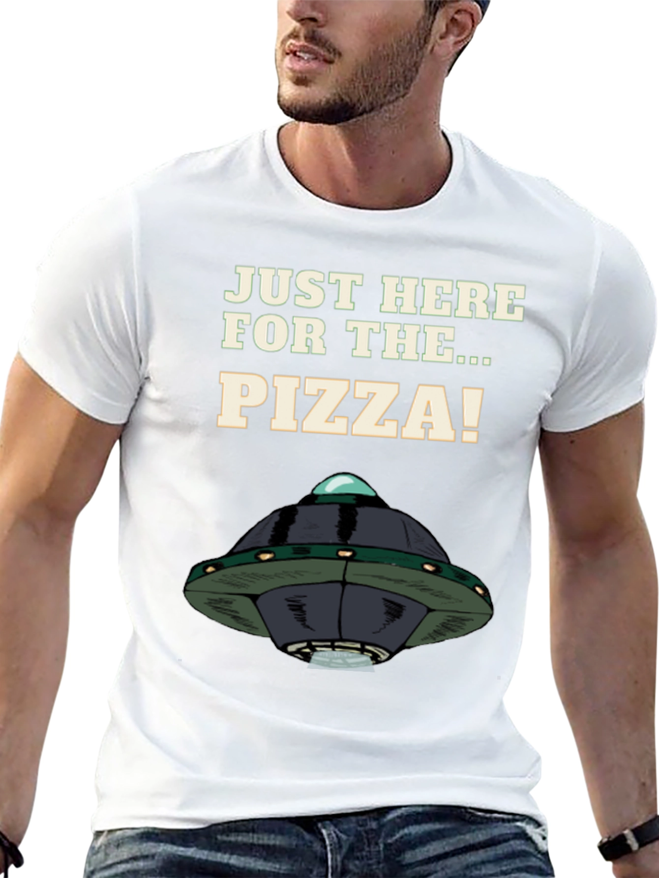 Black Pizza Alien T-Shirt - Funny Graphic Tee view 13