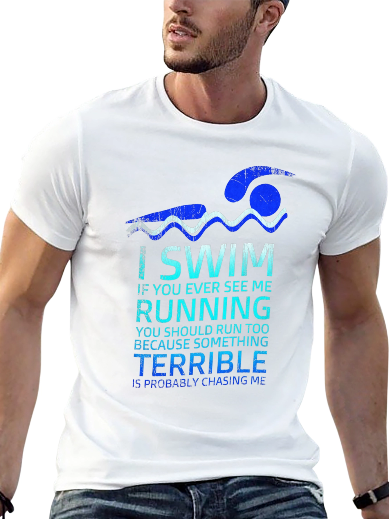 Black I Swim Terrible Chasing Me Graphic Tee view 13