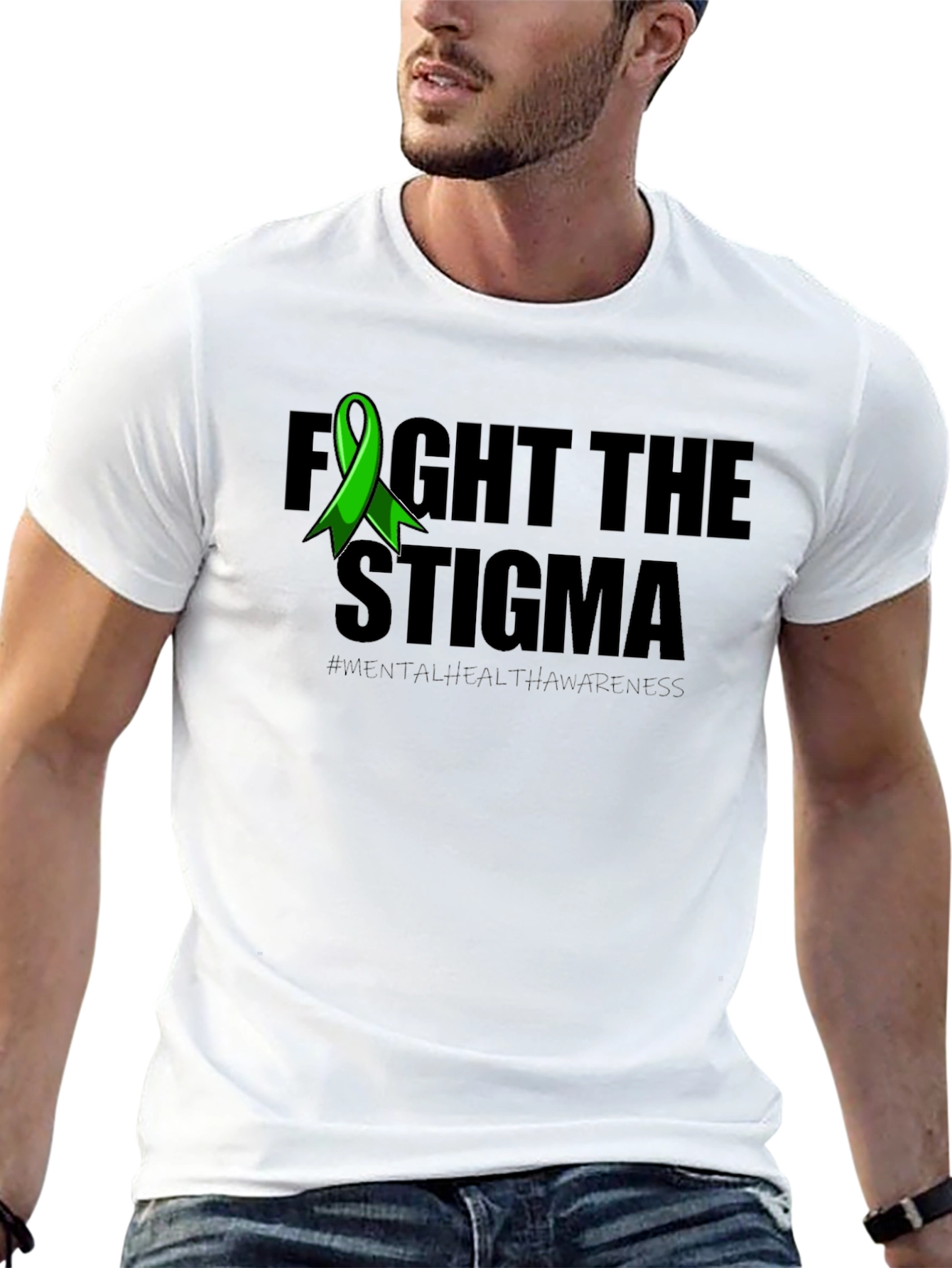 Black Fight the Stigma Mental Health Awareness T-Shirt view 13