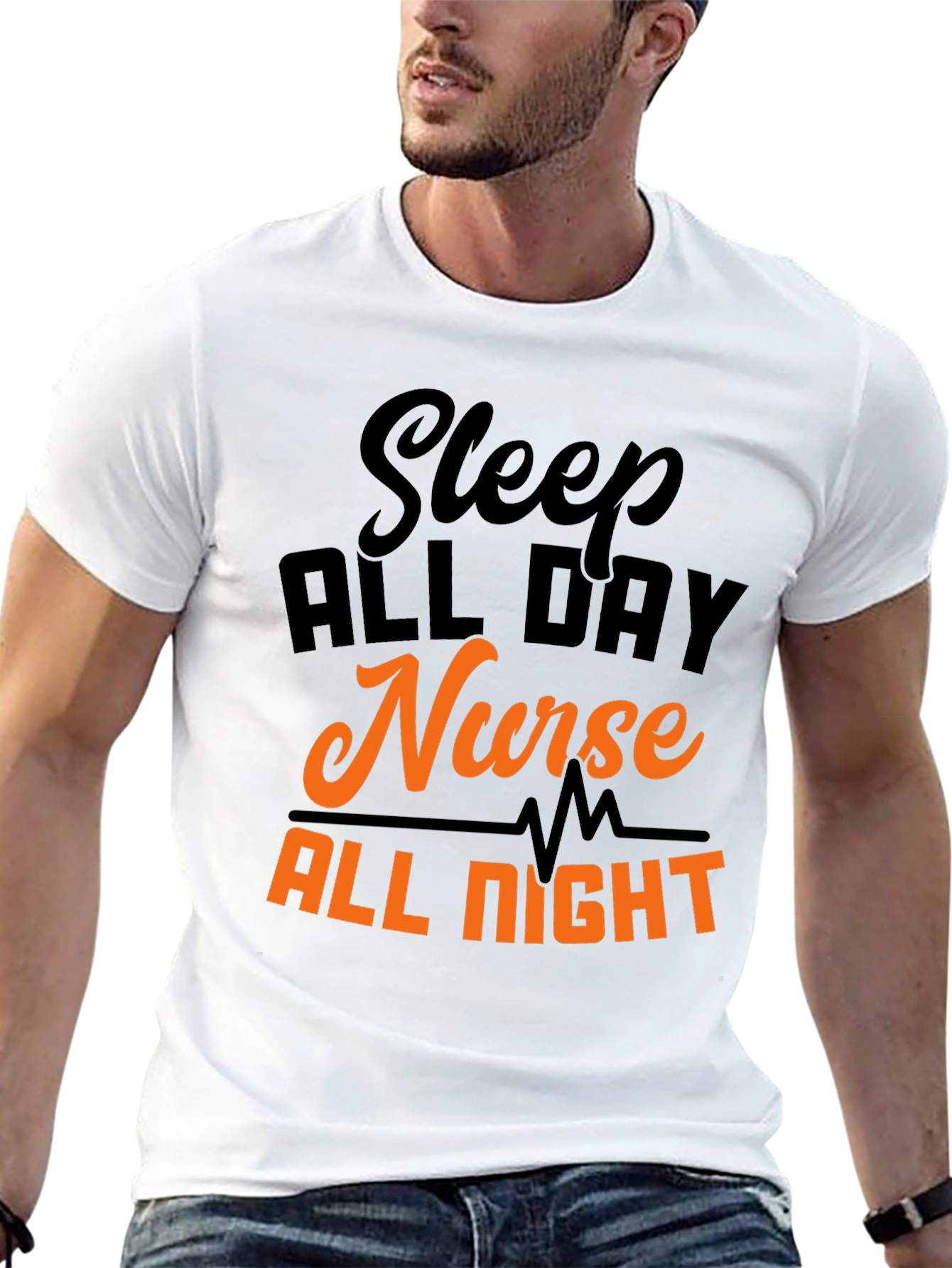 Black Sleep All Day Nurse All Night T-Shirt view 13