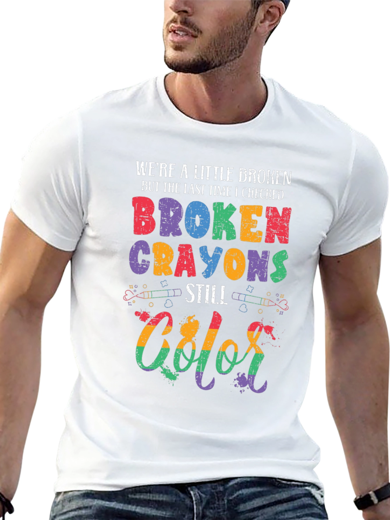 Black Broken Crayons Still Color Graphic T-Shirt view 13