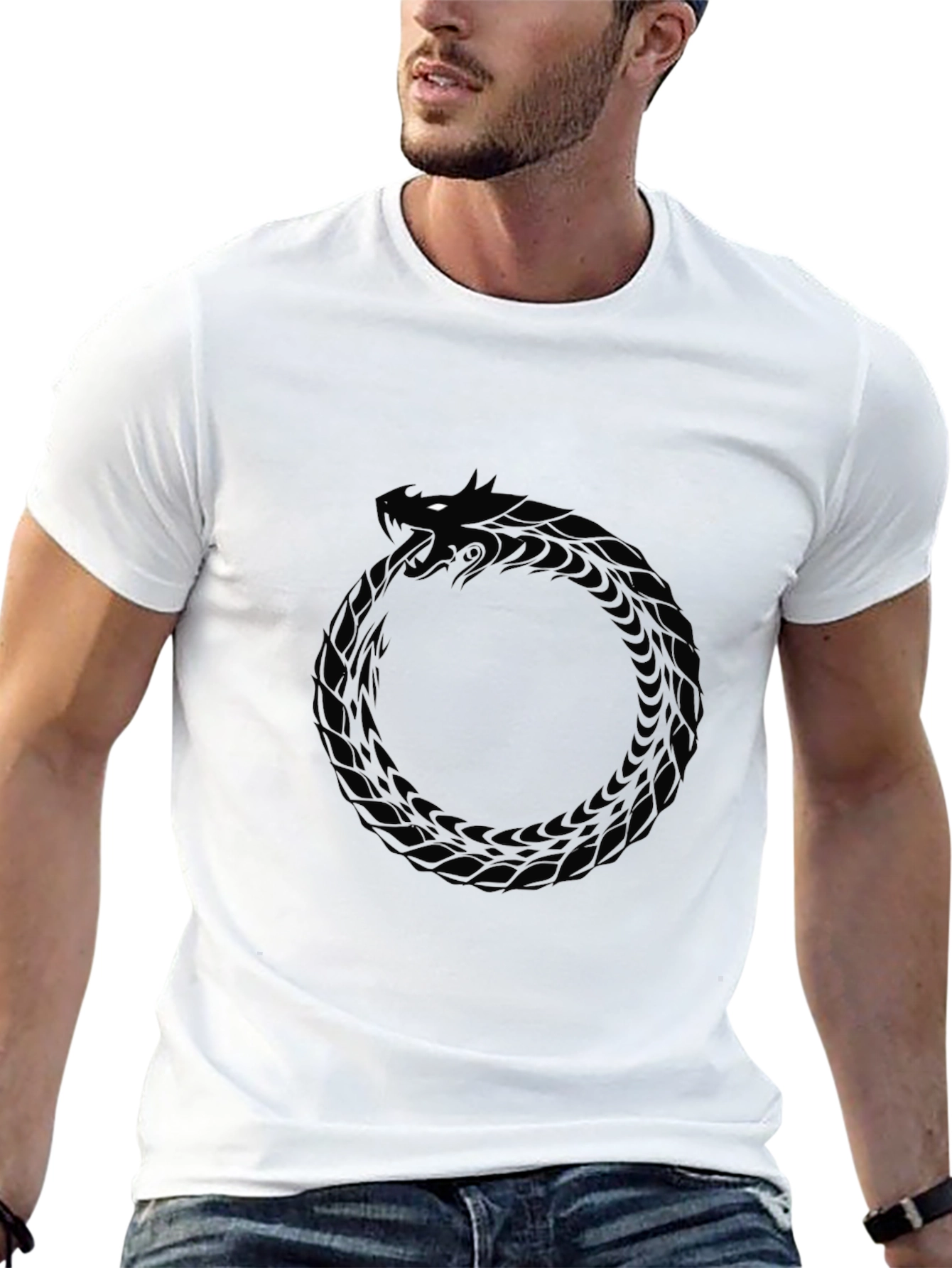 Black Ouroboros Serpent T-Shirt - Black view 13