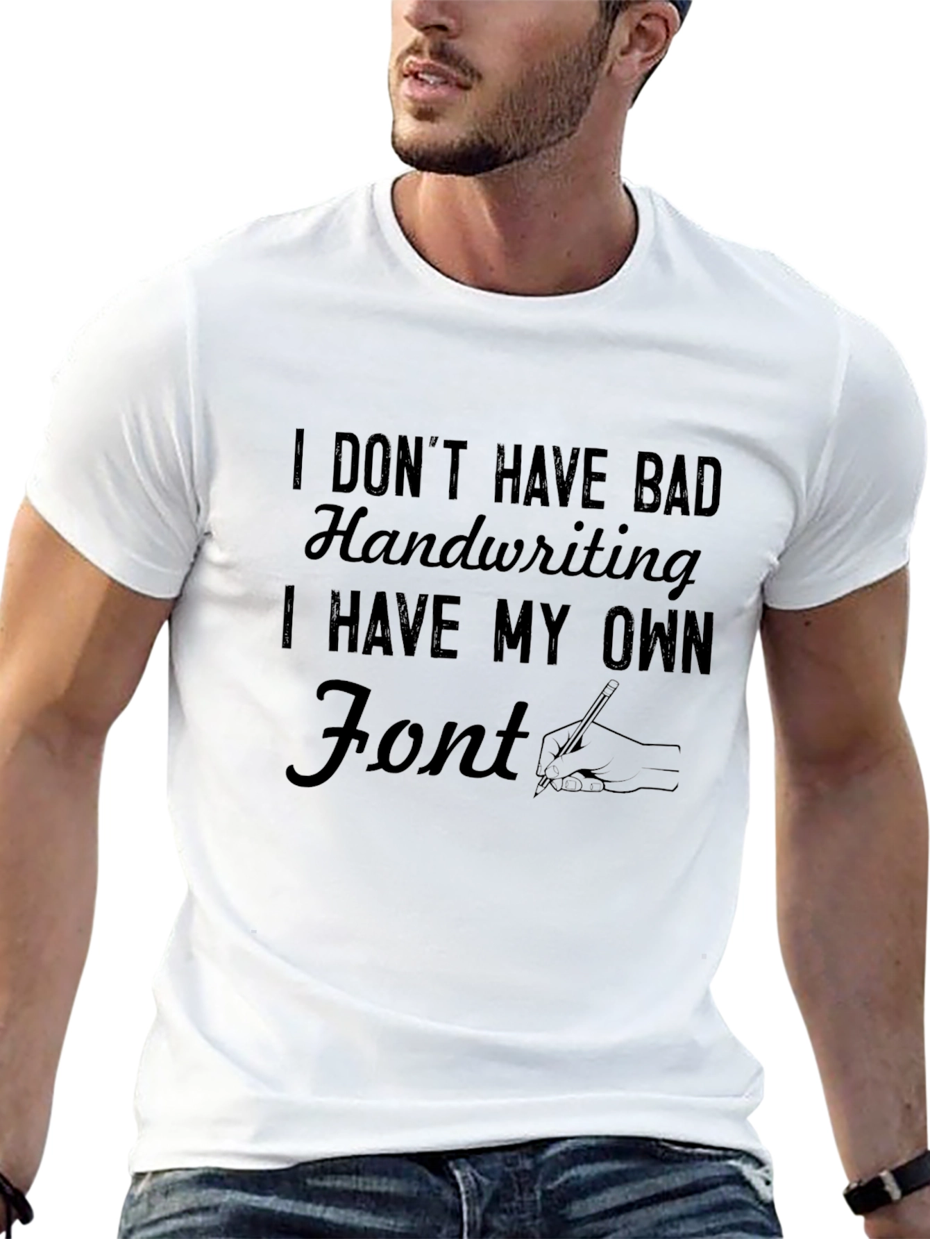 Black Humorous Handwriting T-Shirt - Own Font view 13