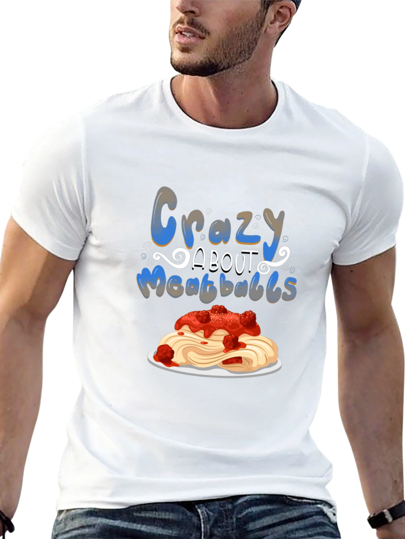 Black Crazy About Meatballs T-Shirt - Foodie Tee view 13