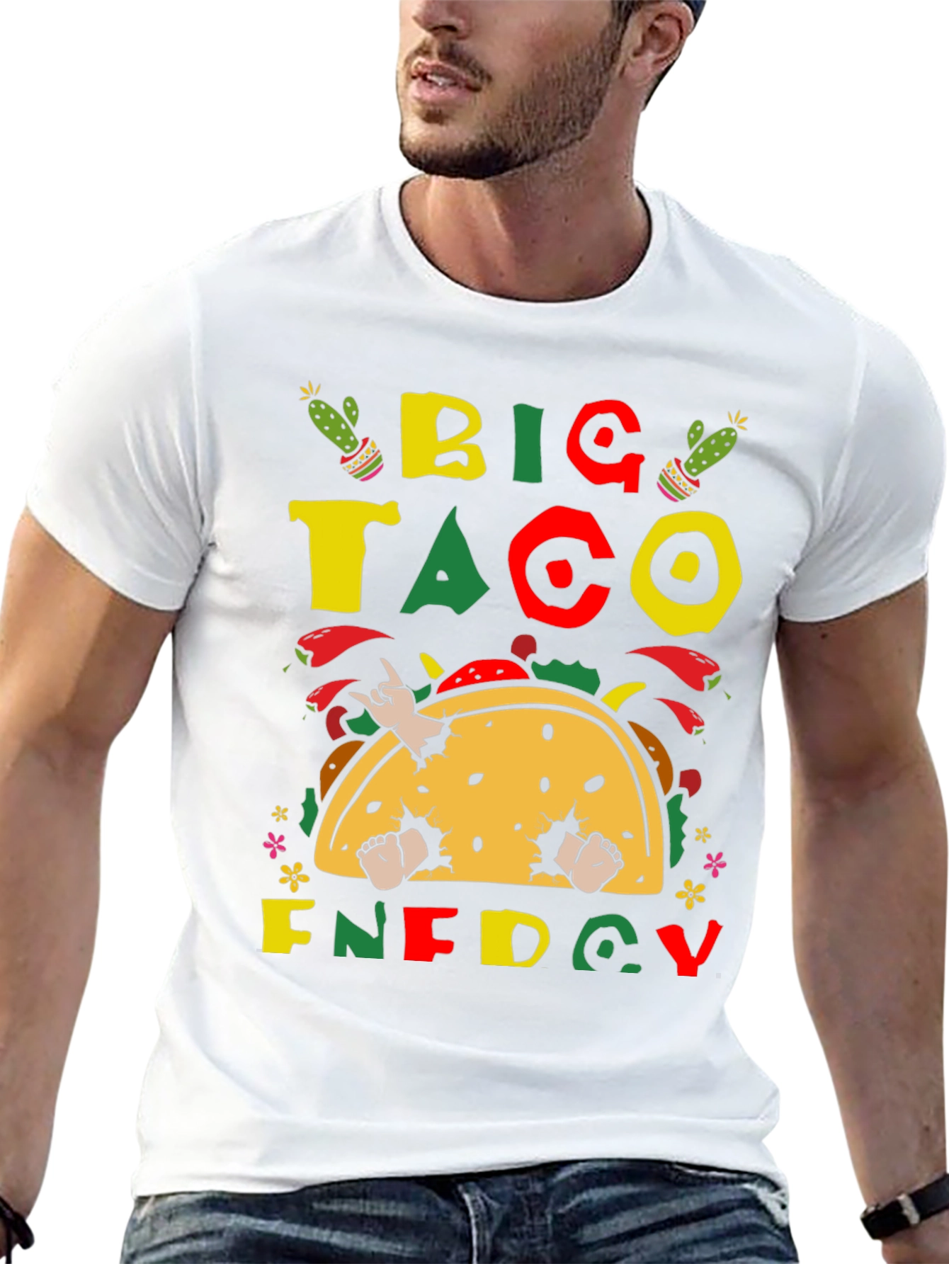 Black Big Taco Energy Graphic T-Shirt - Fun Foodie Tee view 13