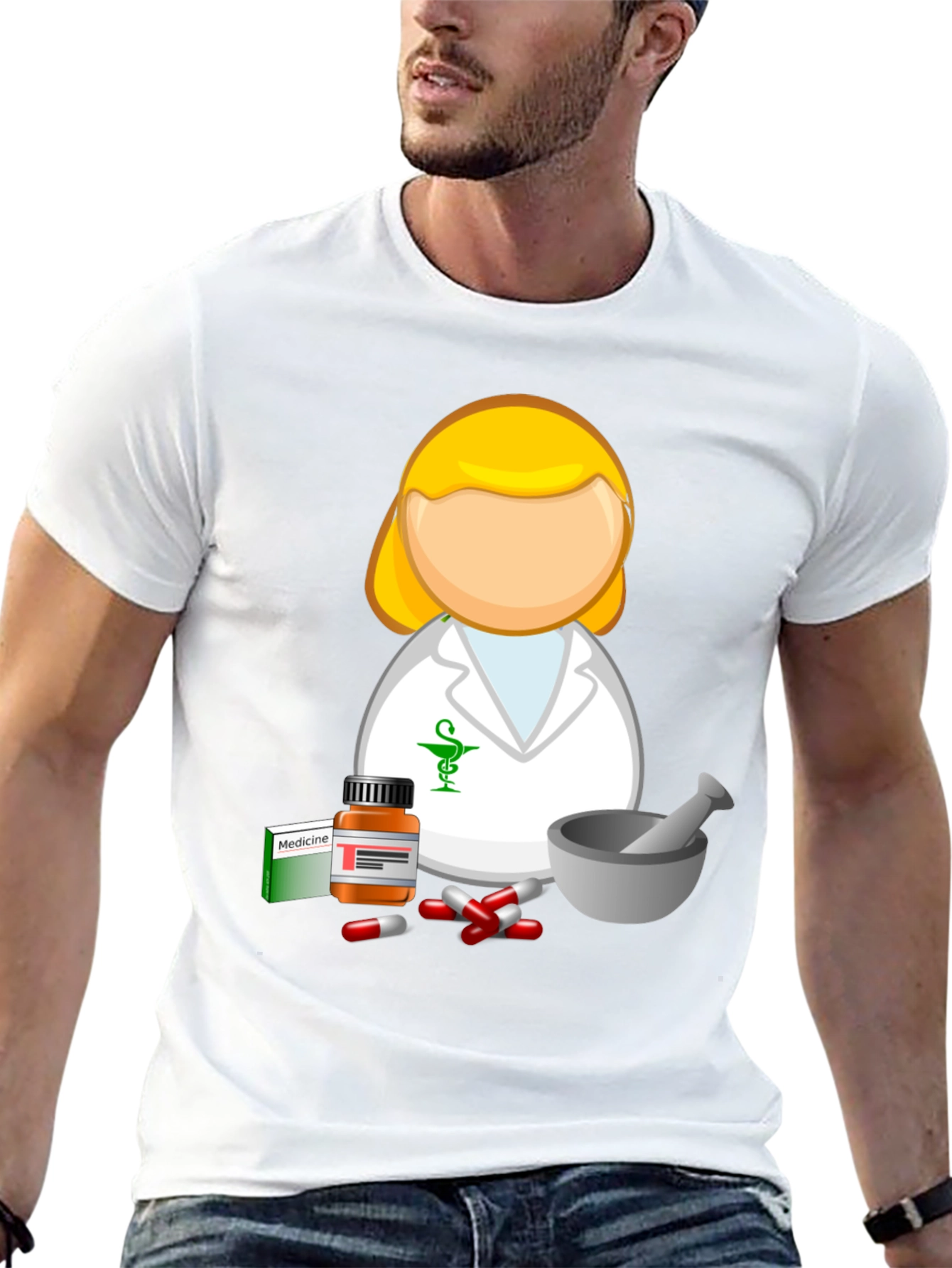 Black Pharmacist Cartoon T-Shirt - Medical Professional Style view 13