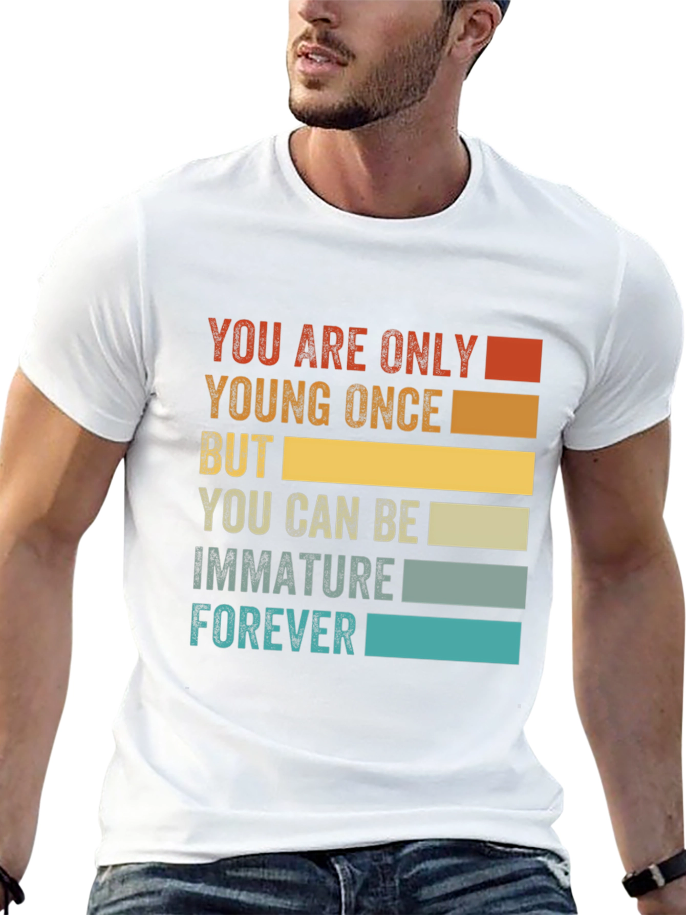 Black Funny Immature Forever T-Shirt - Black Graphic Tee view 13