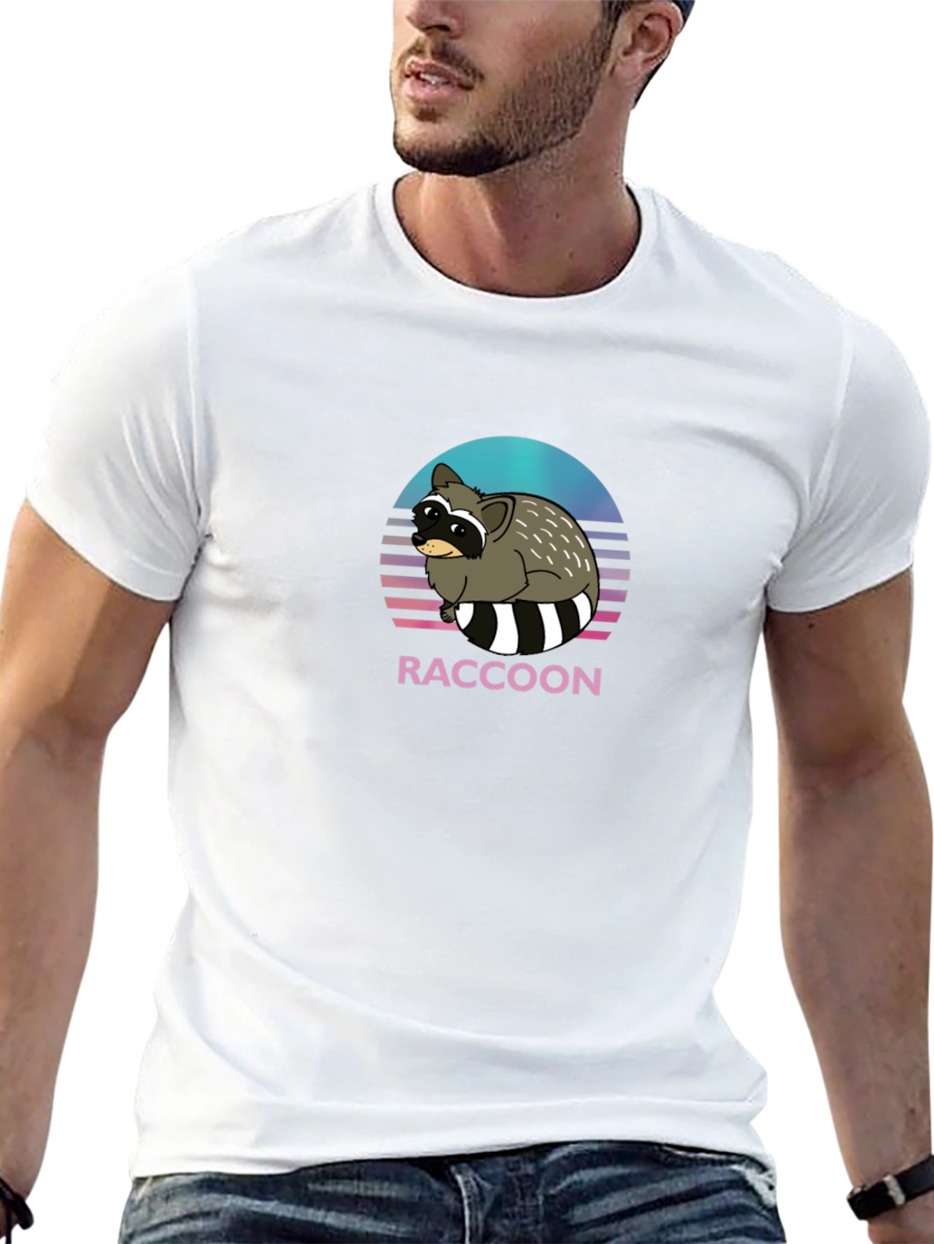 Black Retro Raccoon Graphic T-Shirt - Unisex view 13