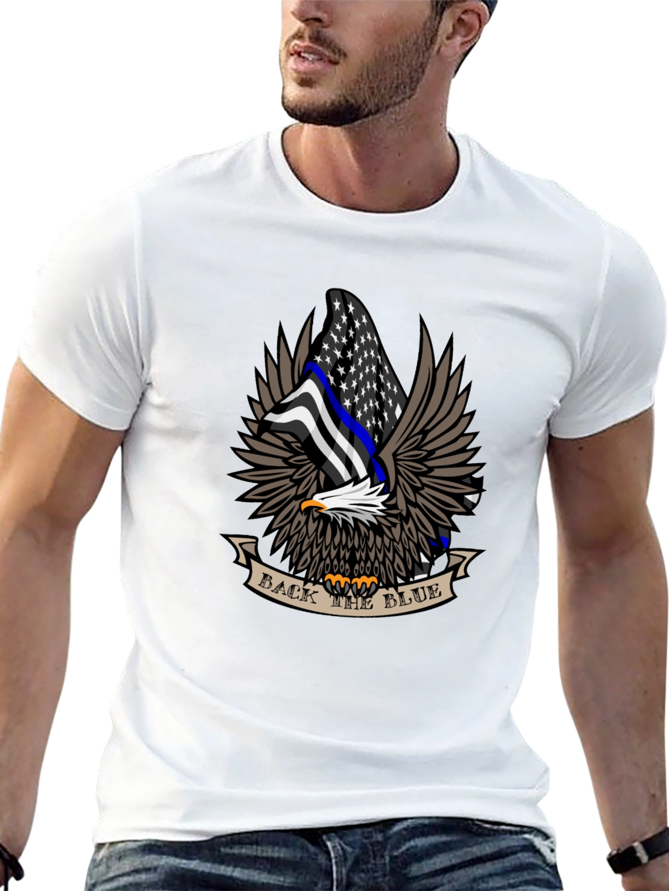 Black Back the Blue Eagle Graphic T-Shirt view 13