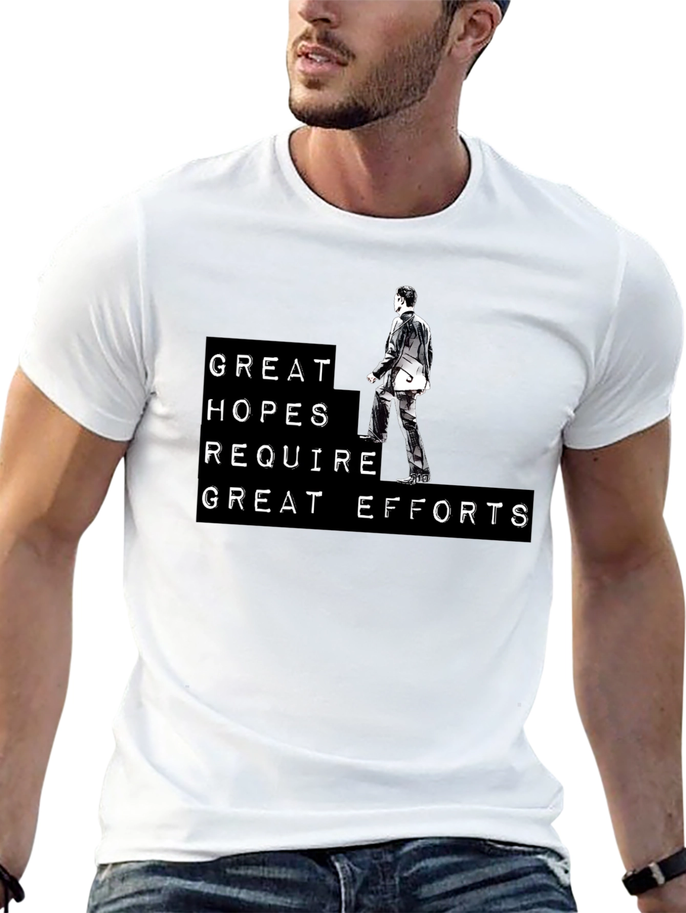 Black Motivational T-Shirt: Great Hopes Require Efforts view 13