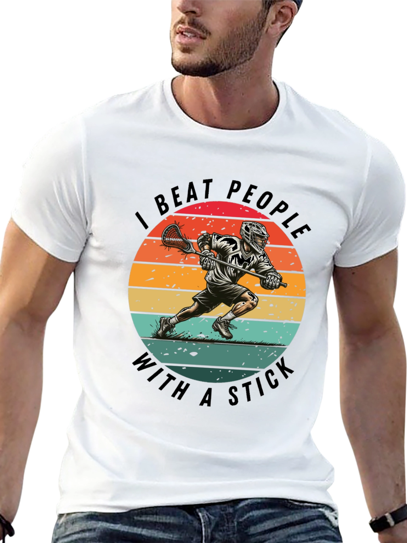 Black Lacrosse T-Shirt - I Beat People With A Stick view 13