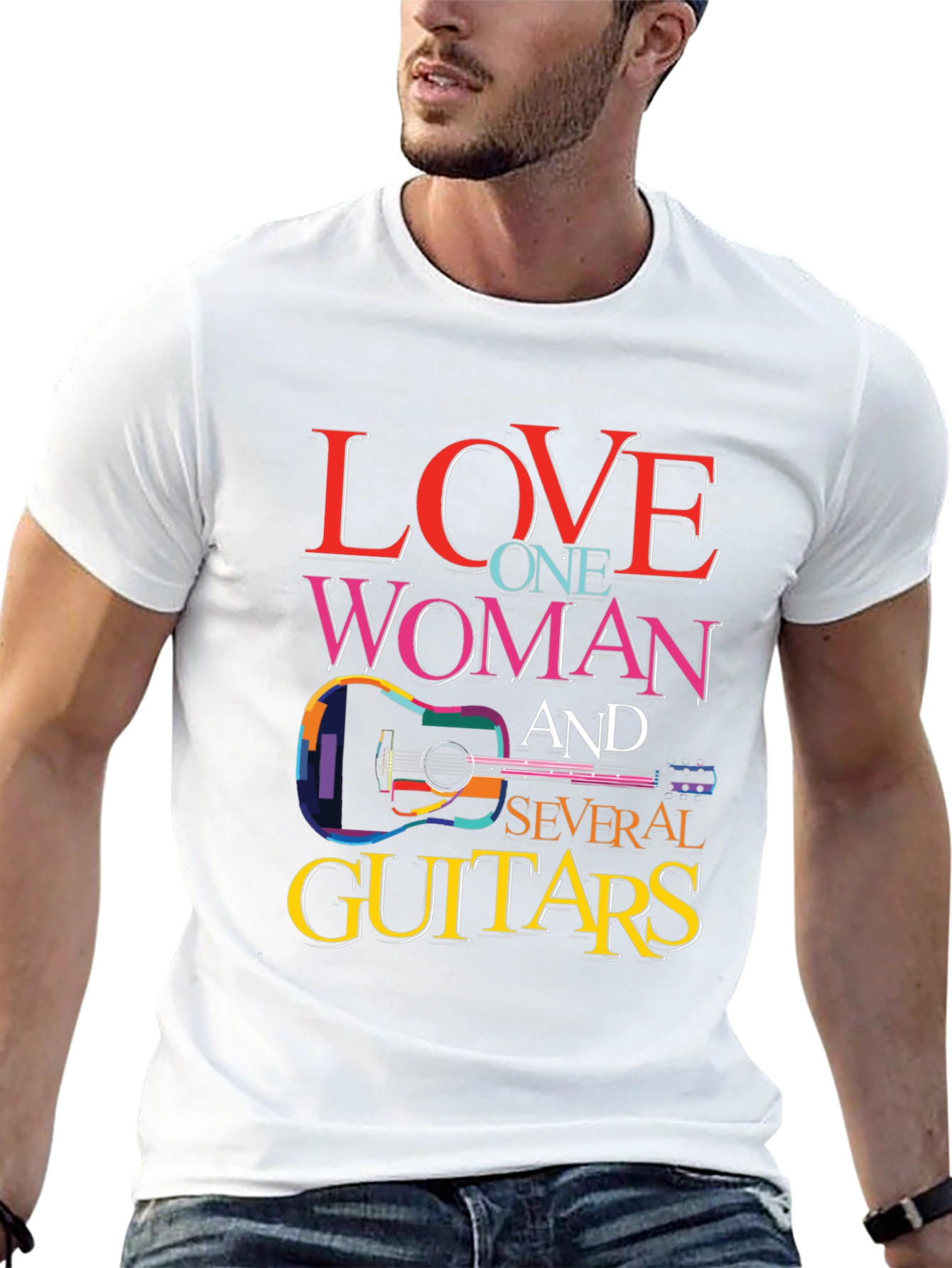 Black Love One Woman and Several Guitars Graphic T-Shirt view 13