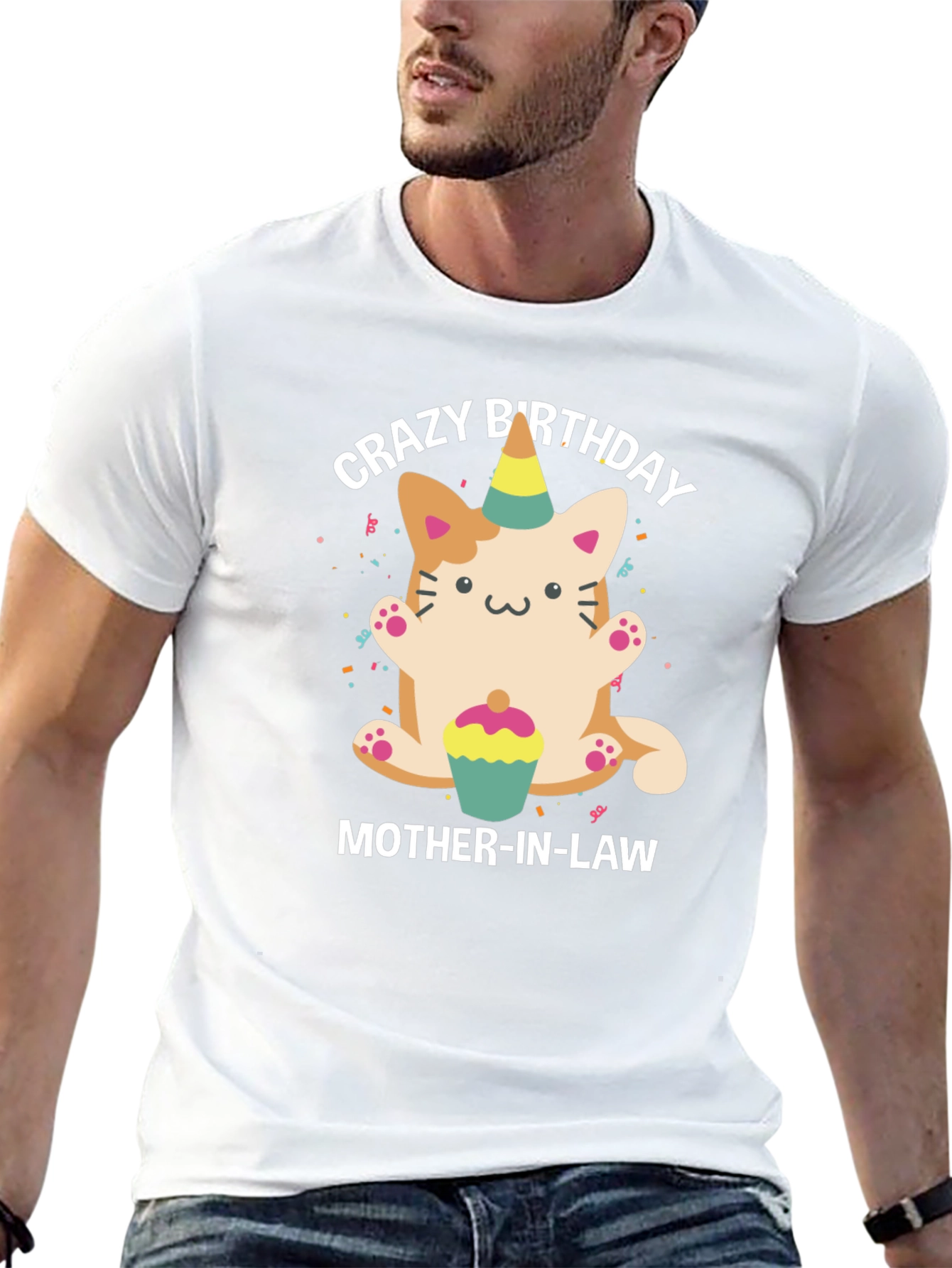 Black Crazy Birthday Mother-In-Law Cat T-Shirt view 13