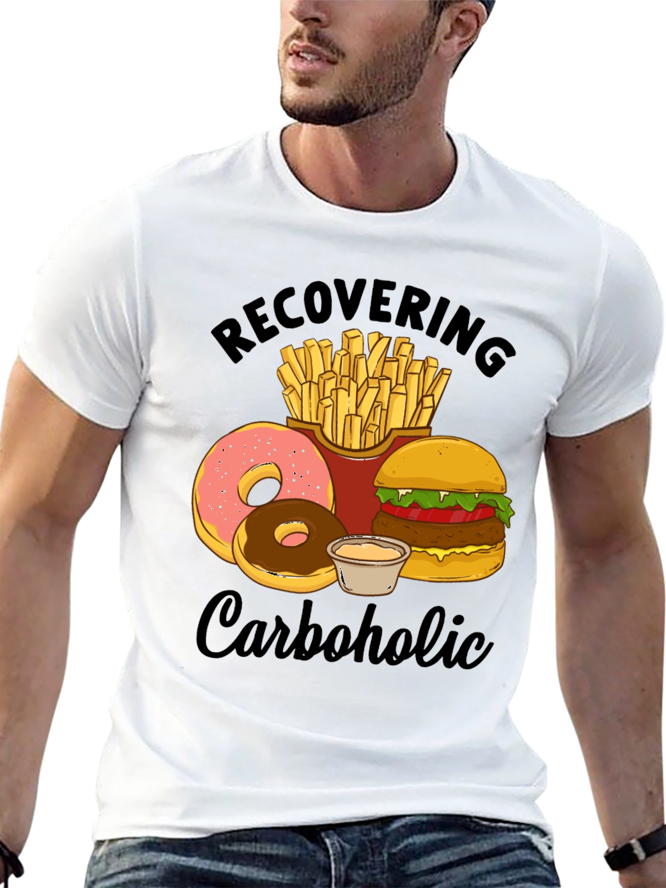 Black Recovering Carboholic Graphic T-Shirt view 13