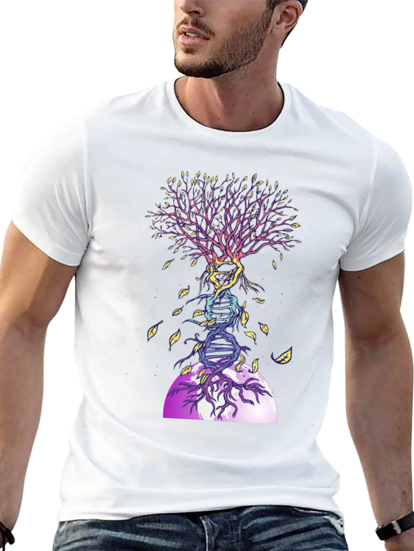 Black DNA Tree Graphic Tee - Nature & Science T-Shirt view 13