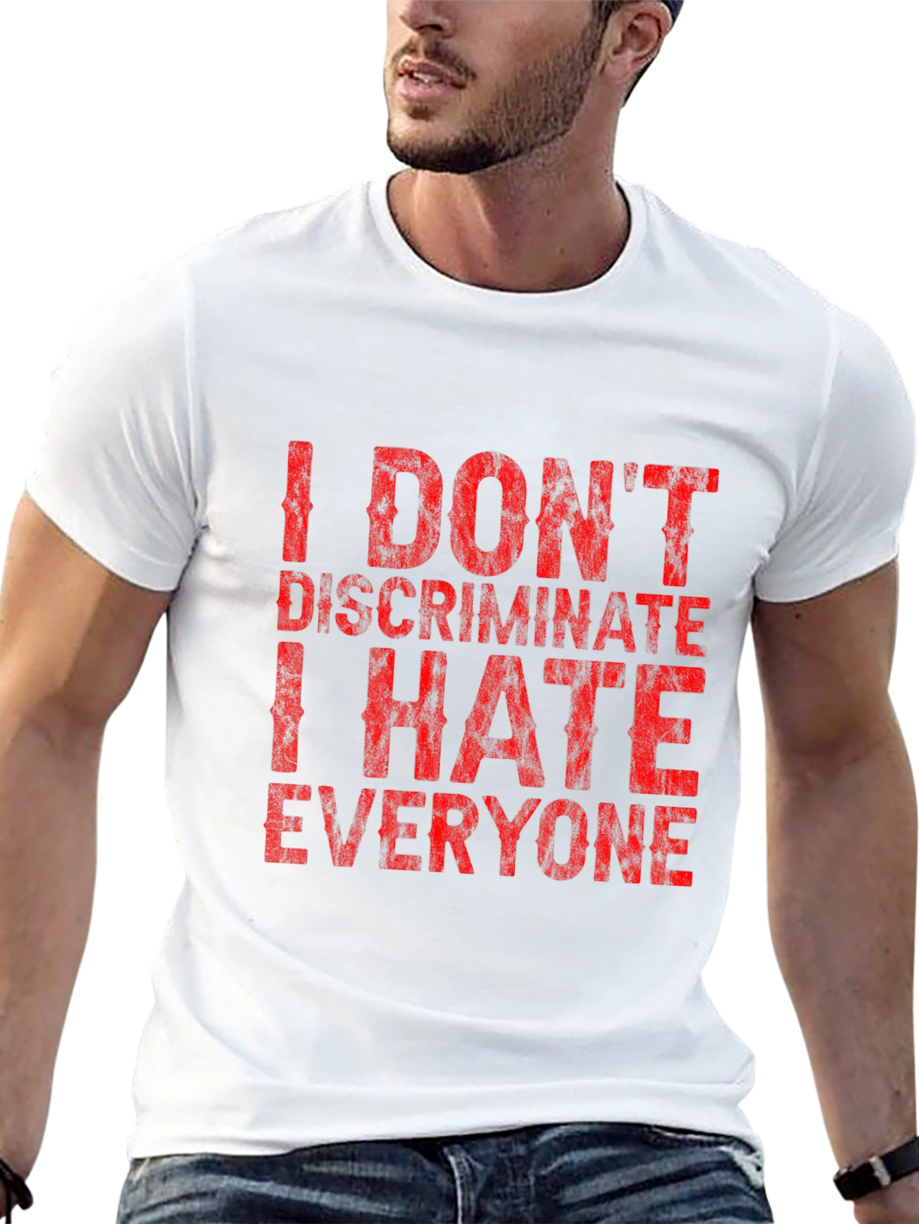 Black I Don't Discriminate Funny Graphic T-Shirt view 13