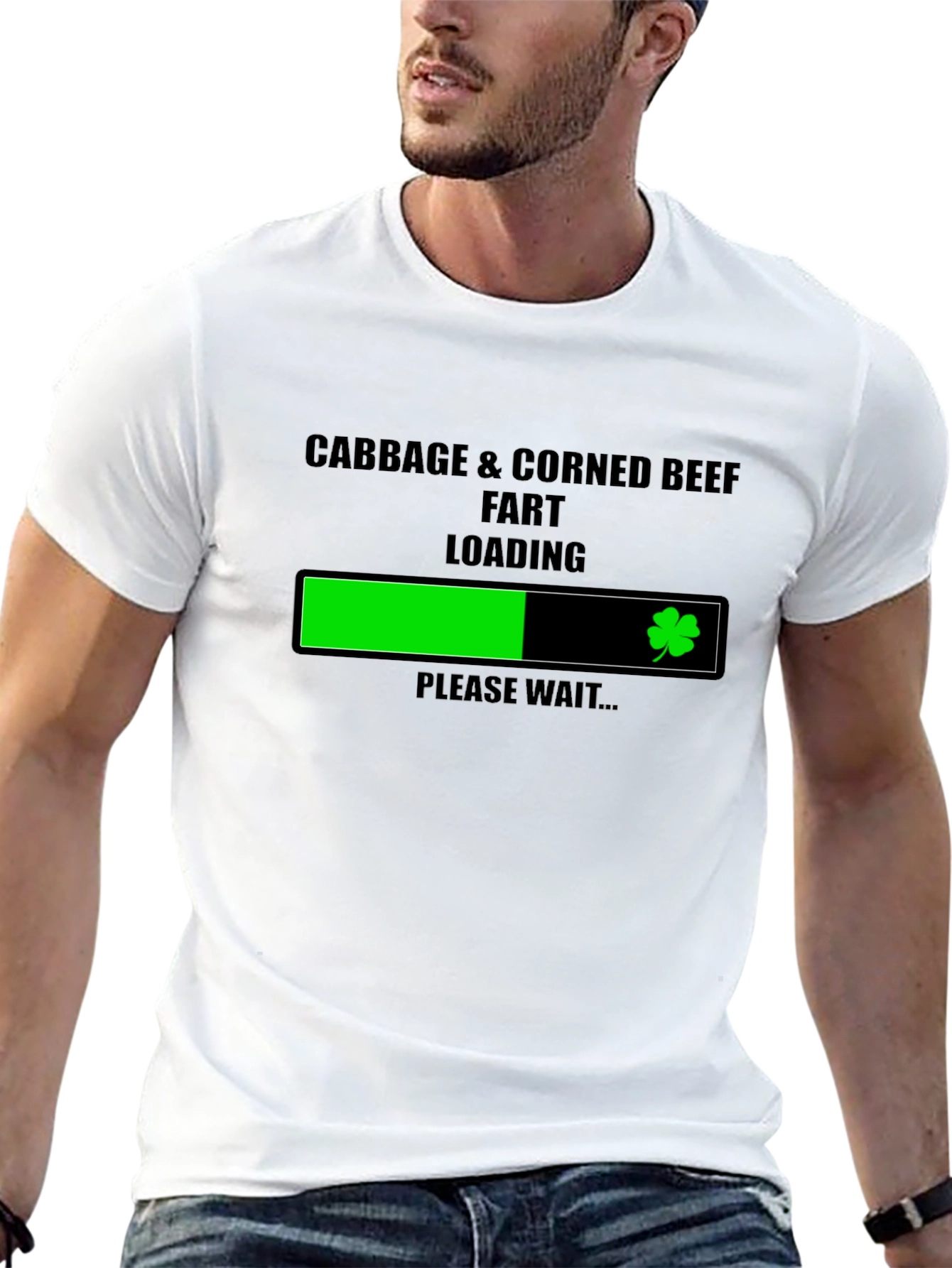 Black Cabbage & Corned Beef Fart Loading St. Patrick's Day T-Shirt view 13